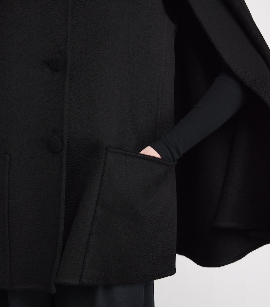 Double Cashmere Cape Coat 0091 BLACK Image 6