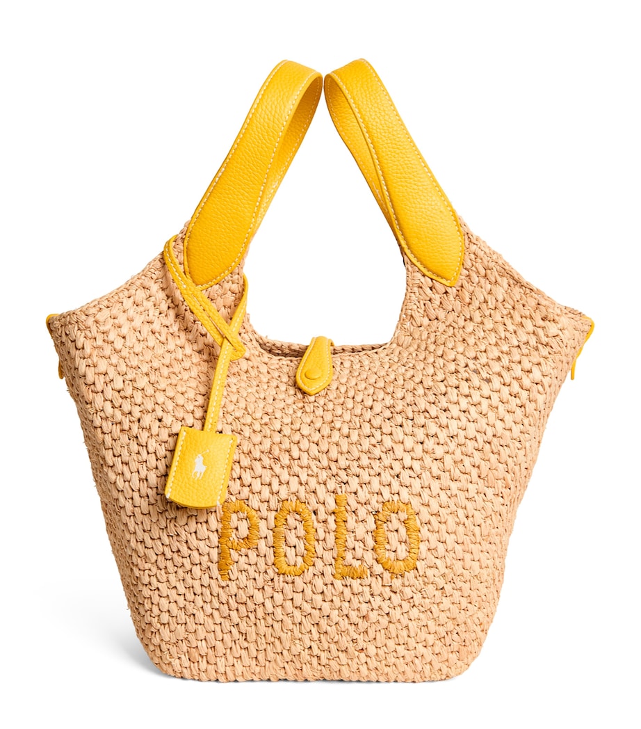 Medium Raffia Polo Play Tote Bag NATURL/CANARY YELLOW Image 1