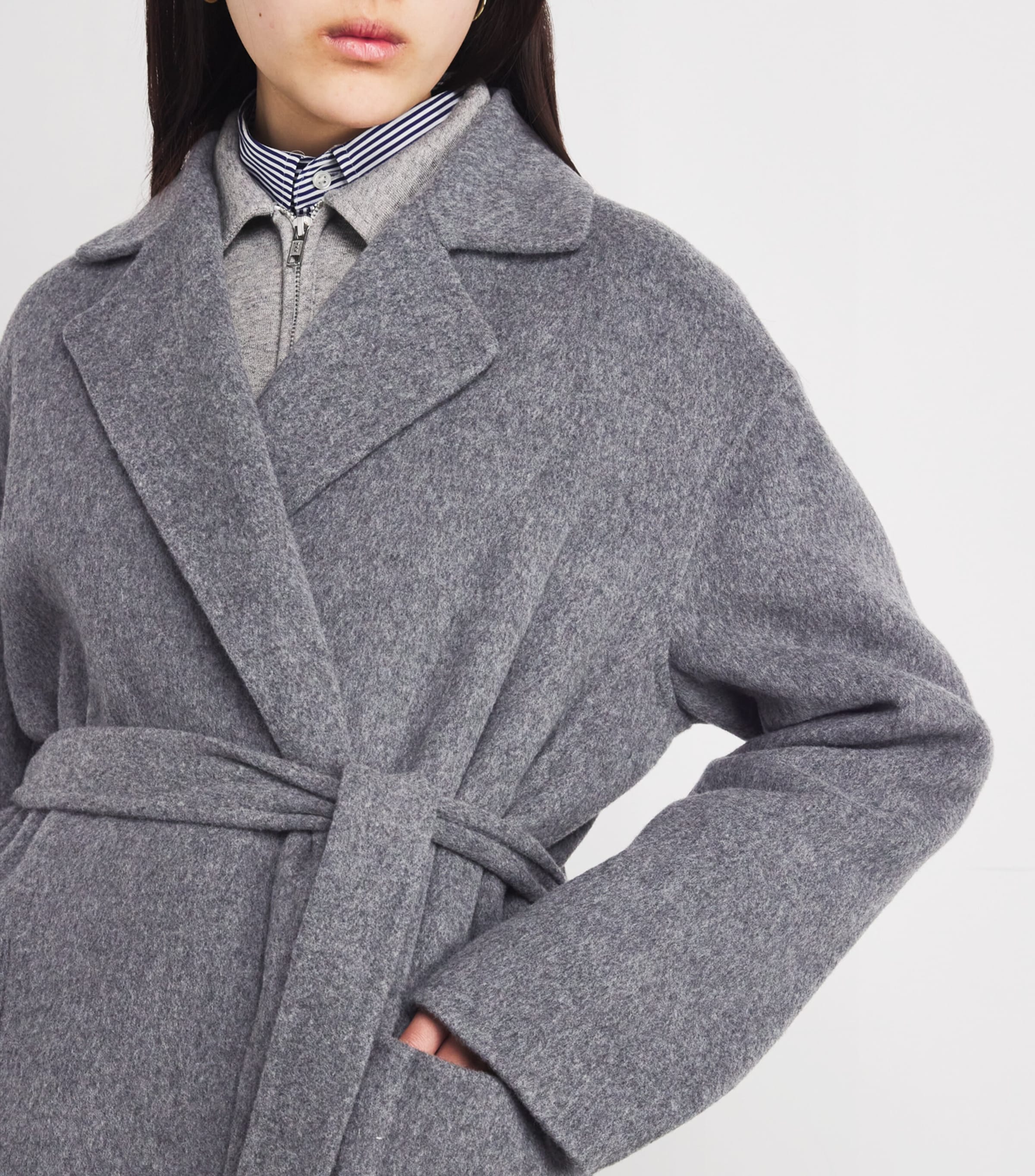 Wool Wrap Coat GREY MELANGE Image 6