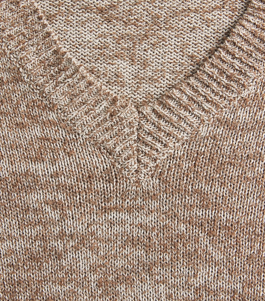Maison Margiela Mens Wool V-Neck Sweater Brown/beige Image 6