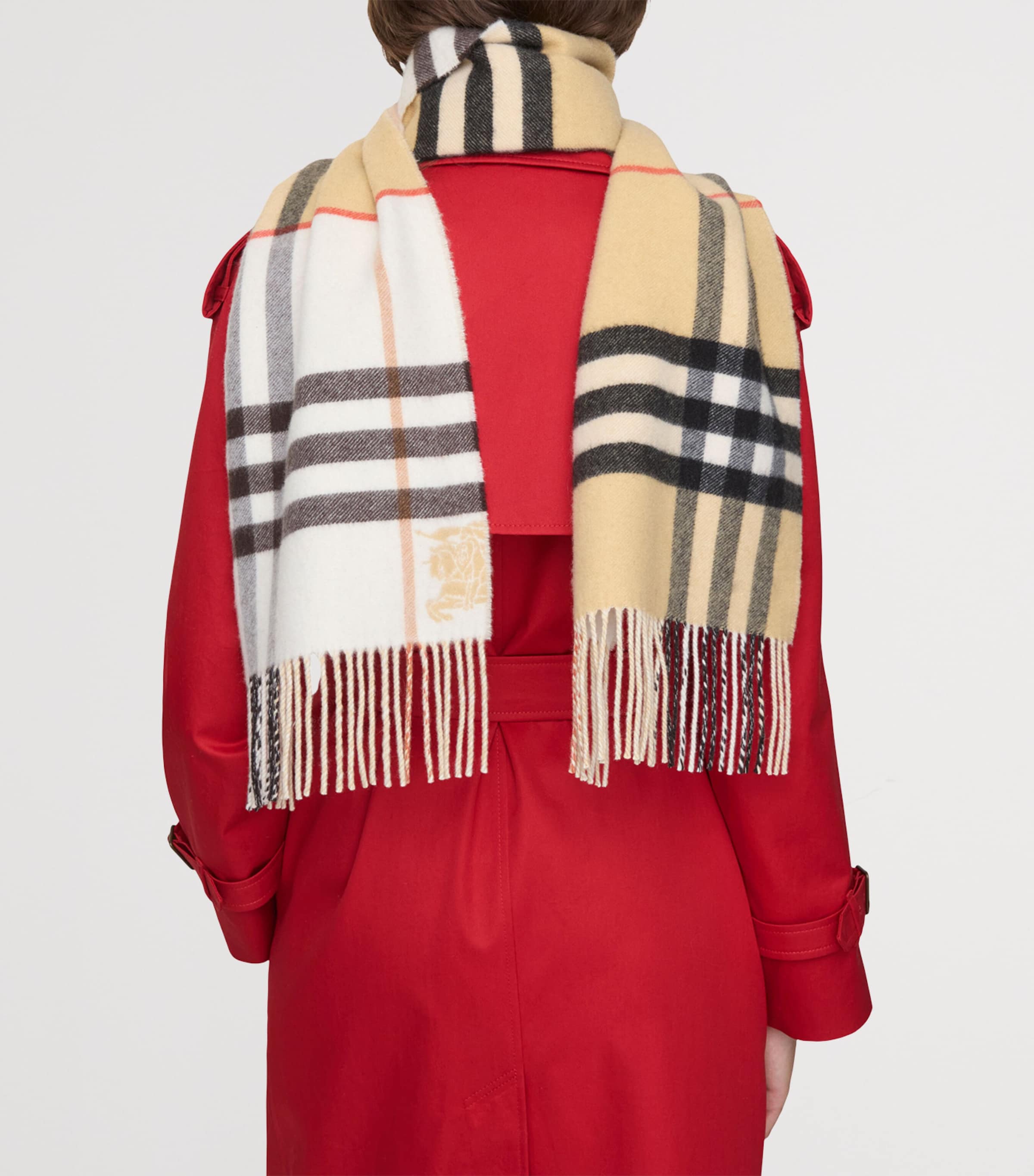 Cashmere Contrast Check Scarf SAND/PEBBLE WHITE Image 4