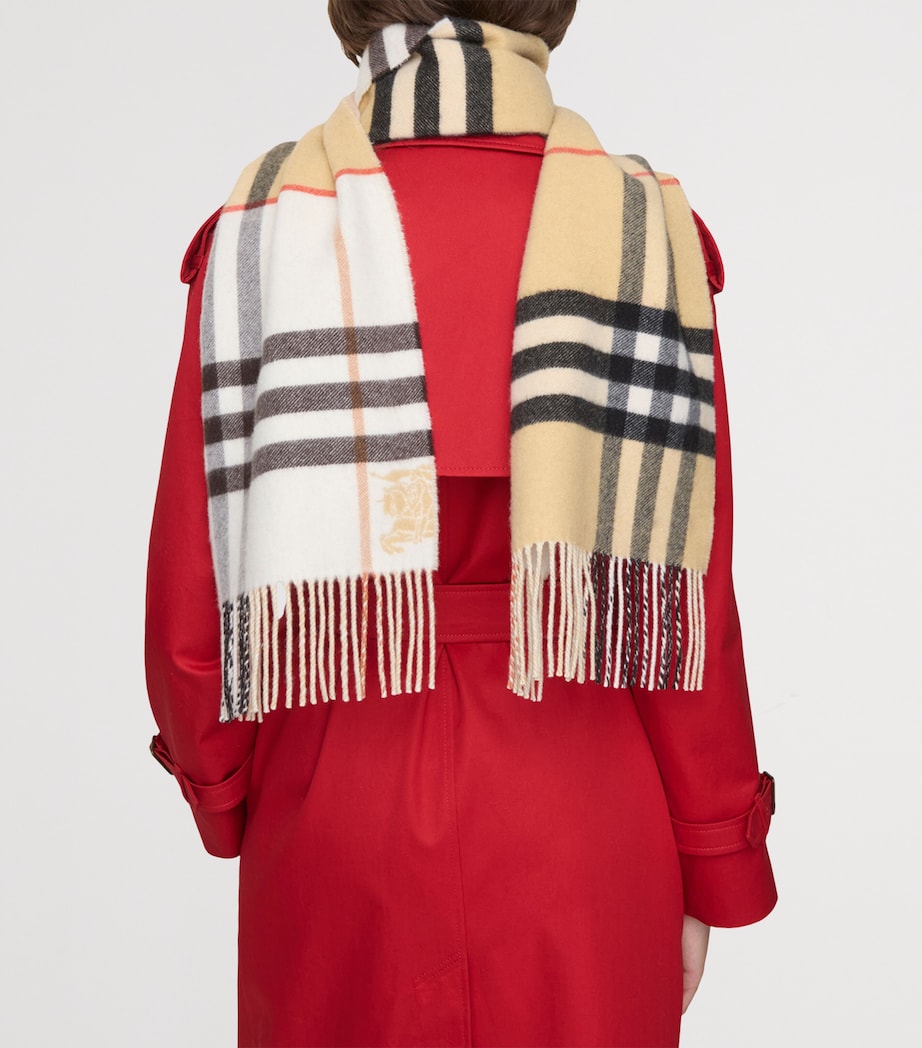 Cashmere Contrast Check Scarf SAND/PEBBLE WHITE Image 4