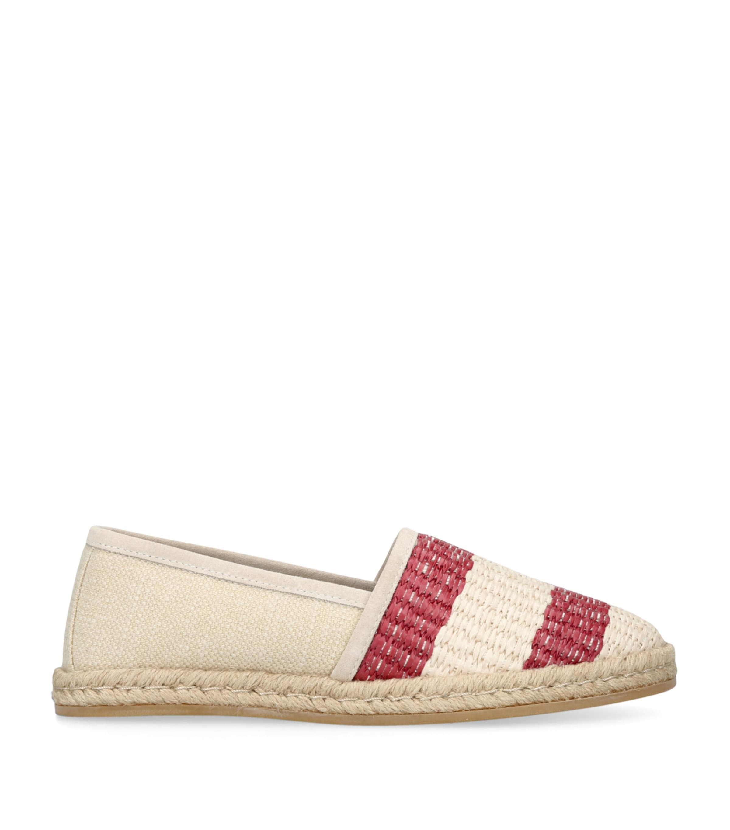 Brunello Cucinelli Raffia Stripe Espadrilles In White