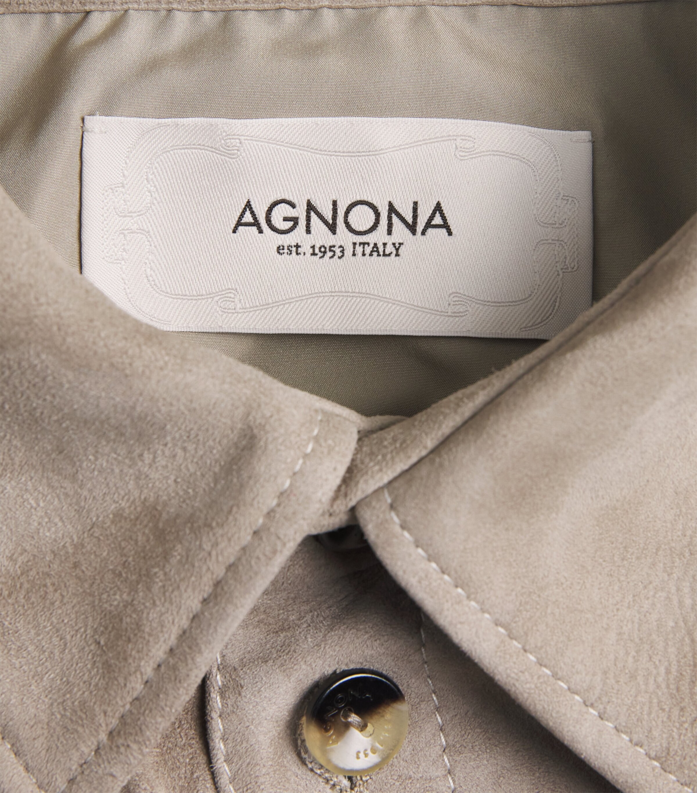 Agnona Mens Suede Overshirt Warm Grey Grey Image 6