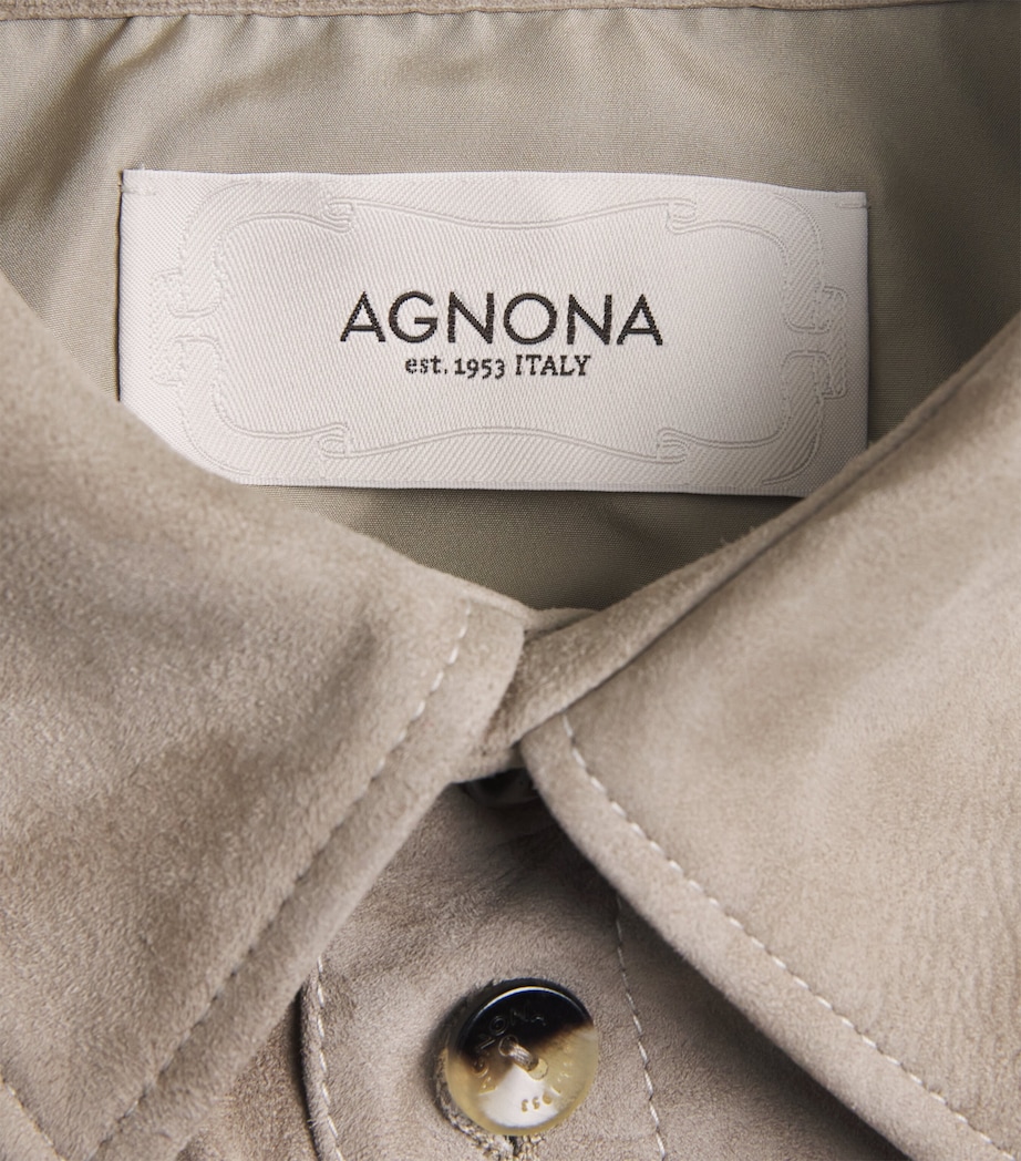 Agnona Mens Suede Overshirt Warm Grey Grey Image 6