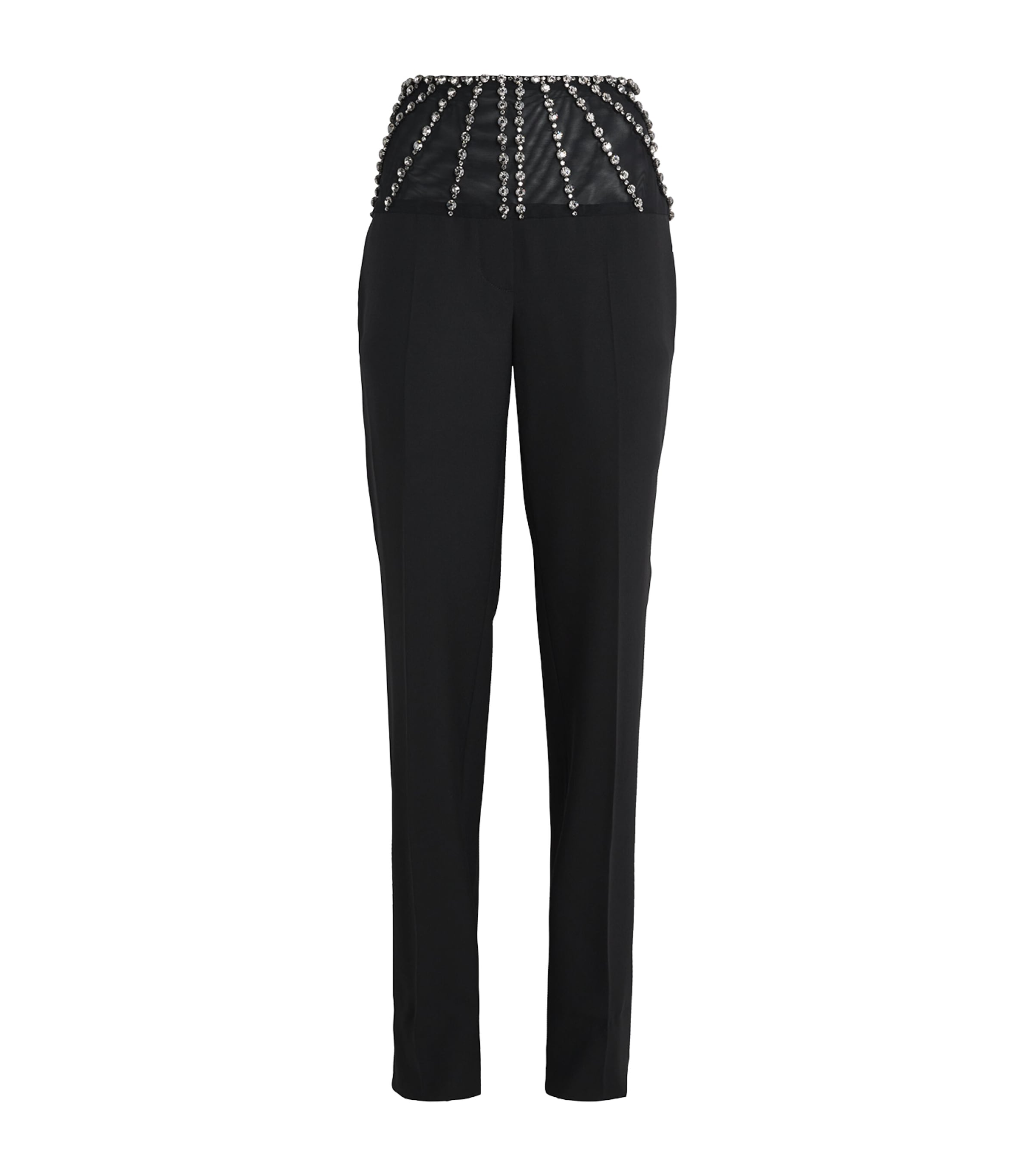 Wool Crystal Tailored Trousers 1000 BLACK Image 1