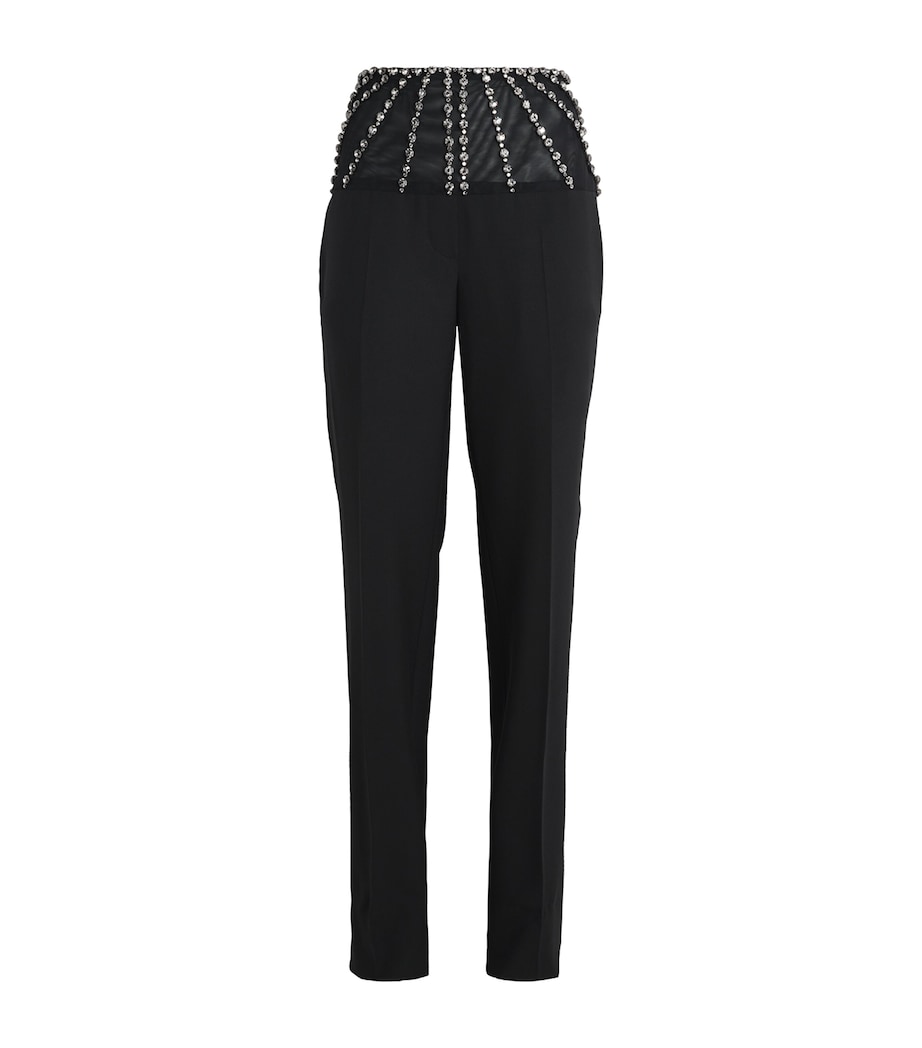 Wool Crystal Tailored Trousers 1000 BLACK Image 1
