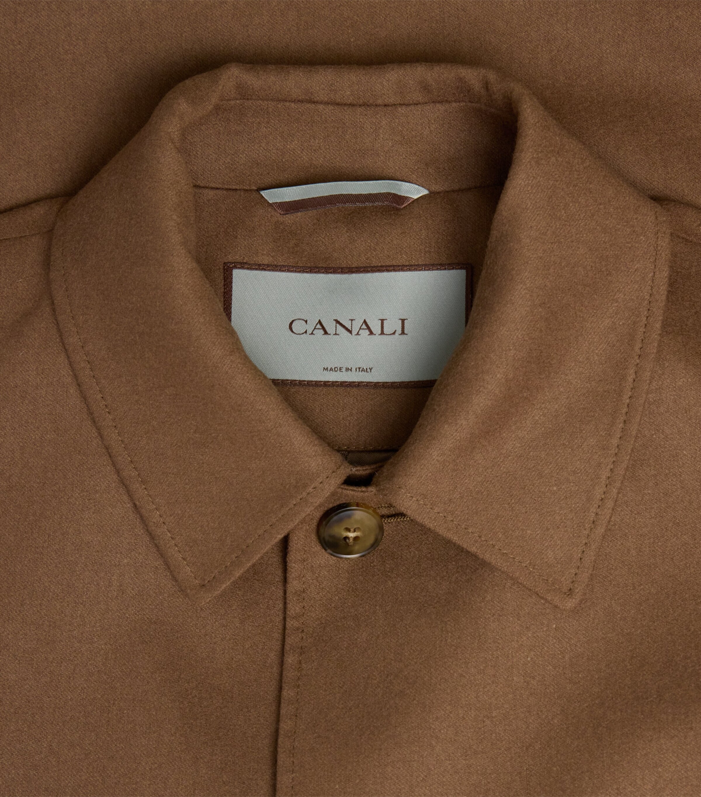 Canali Mens Stretch-Wool Chore Overshirt Brown Image 6