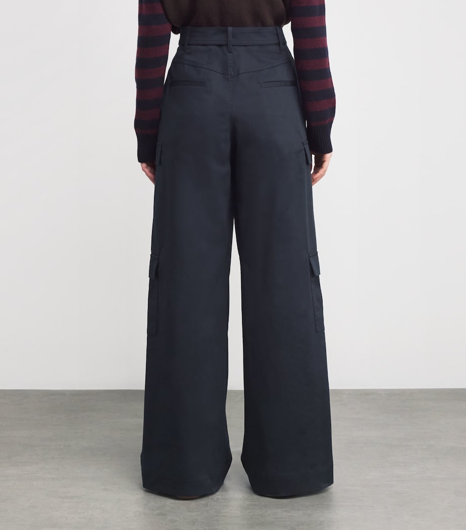 Cotton Gabardine Cargo Trousers NAVY Image 4