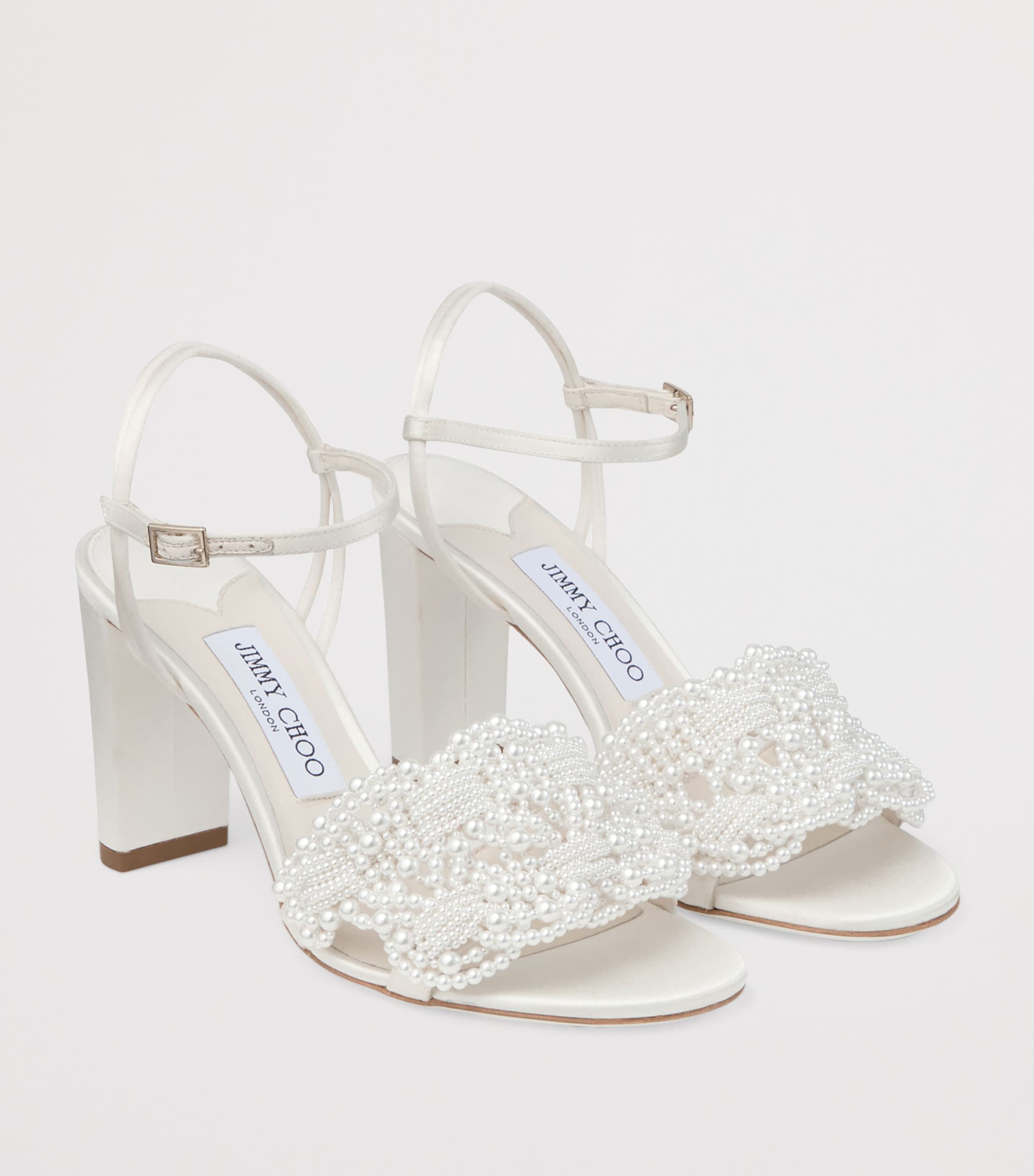 Cary 85 Satin Heeled Sandals IVORY/WHITE Image 5