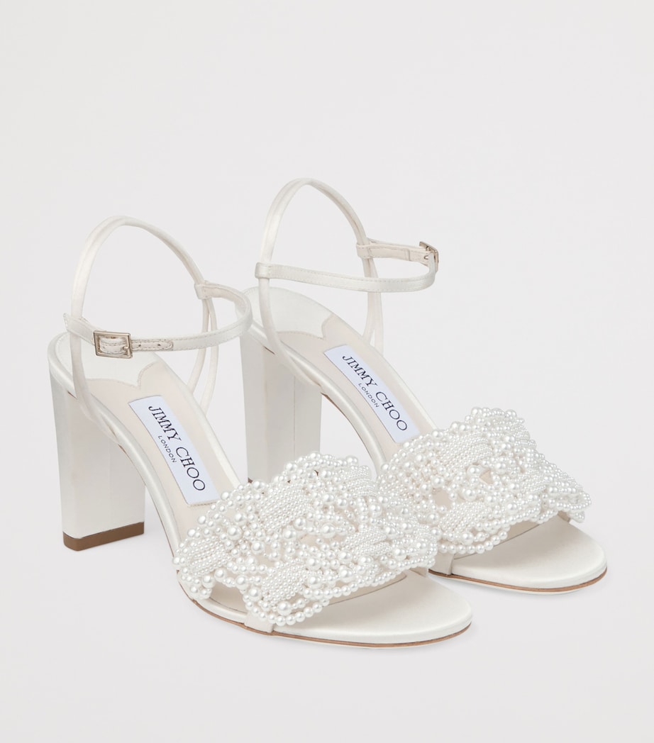 Cary 85 Satin Heeled Sandals IVORY/WHITE Image 5