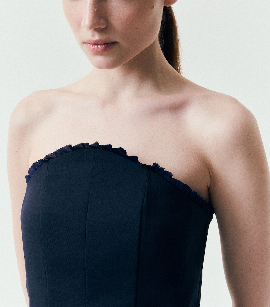 Marella Womens Ruffle-Trim Sleeveless Bustier Navy Image 5
