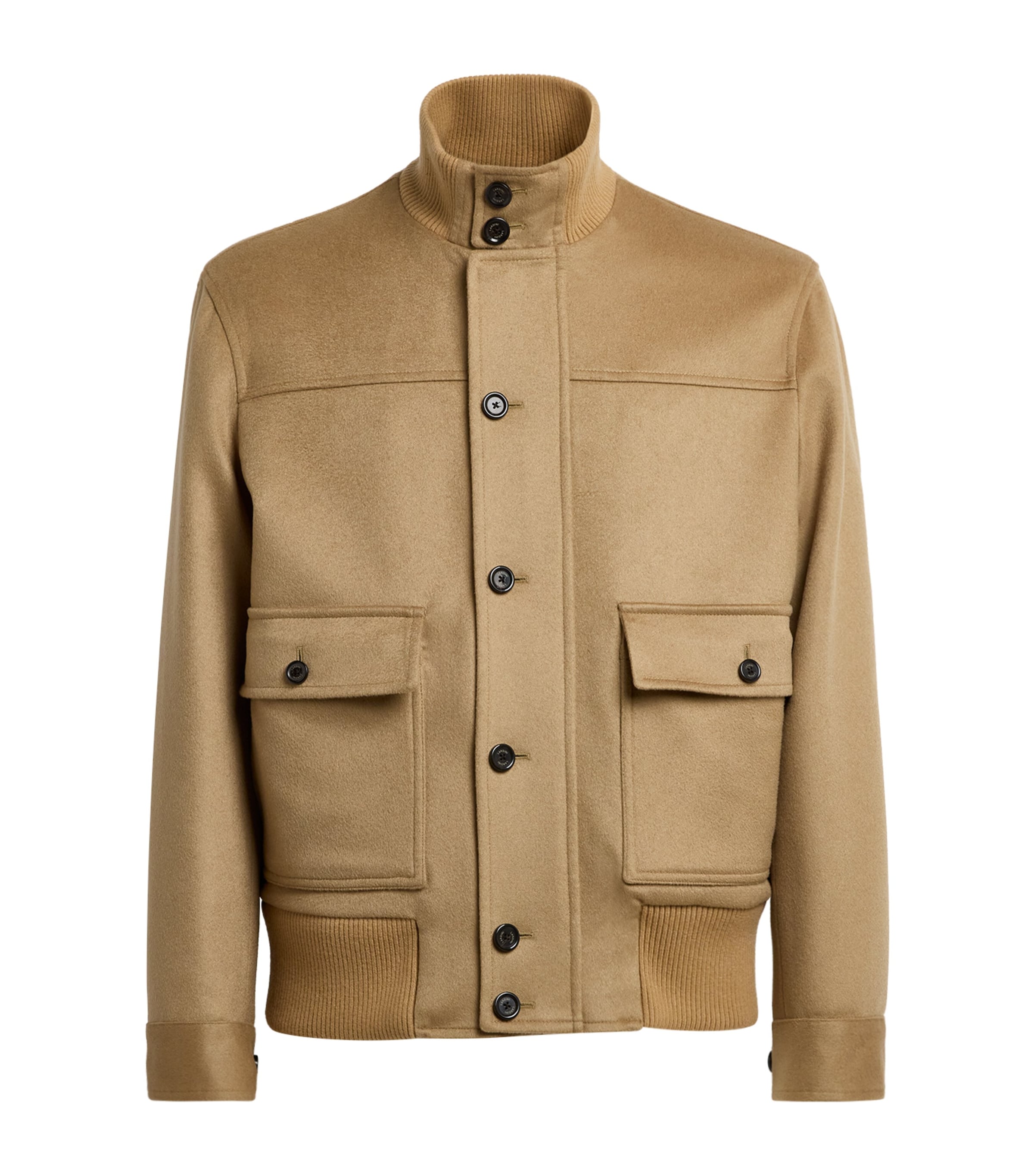 Lardini Mens Cashmere Bomber Jacket Camel Image 1
