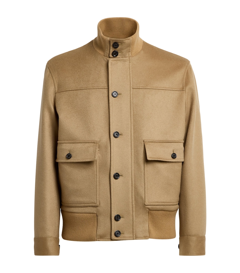 Lardini Mens Cashmere Bomber Jacket Camel Image 1