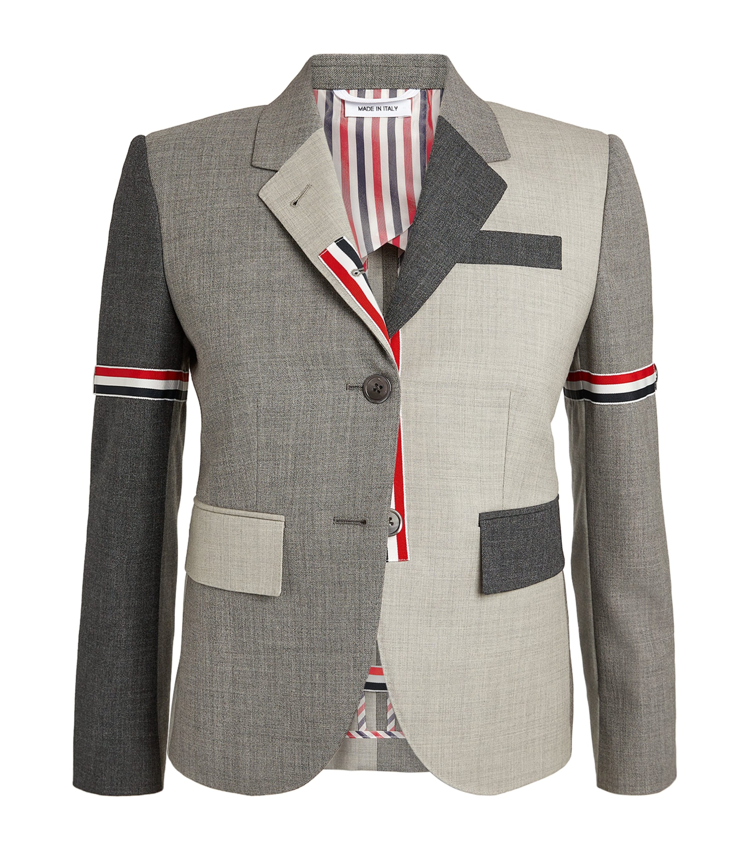 Thom Browne Wool High Armhole Tricolour Sport Coat In Grey