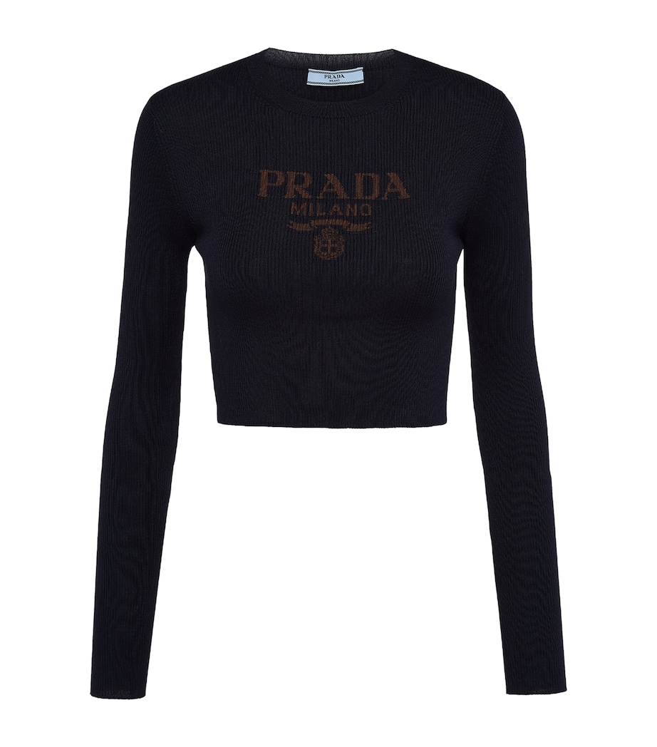 Silk Cropped Logo Sweater F0008 Image 1