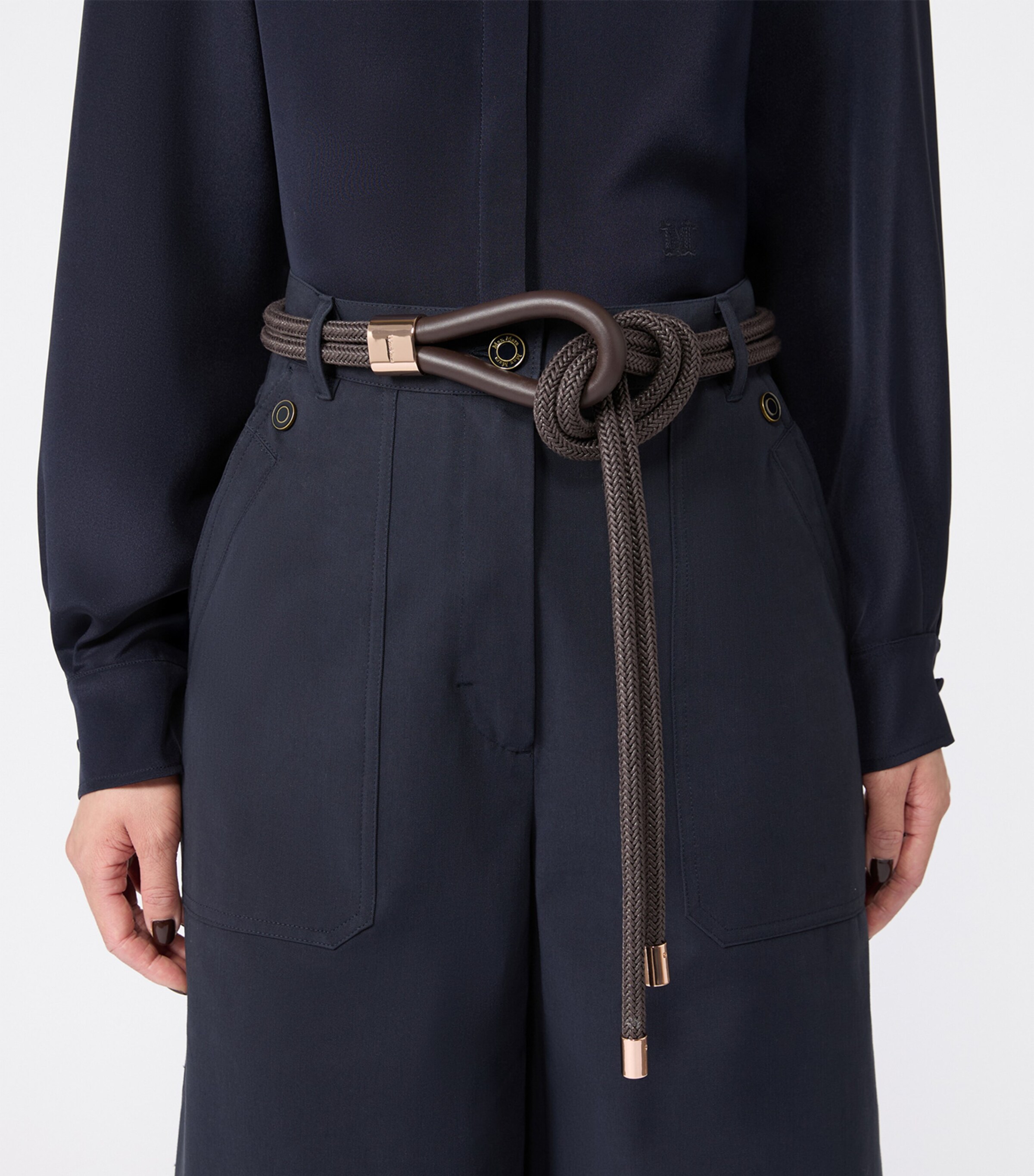 Max Mara Waxed Cotton Belt Dark Grey Image 2