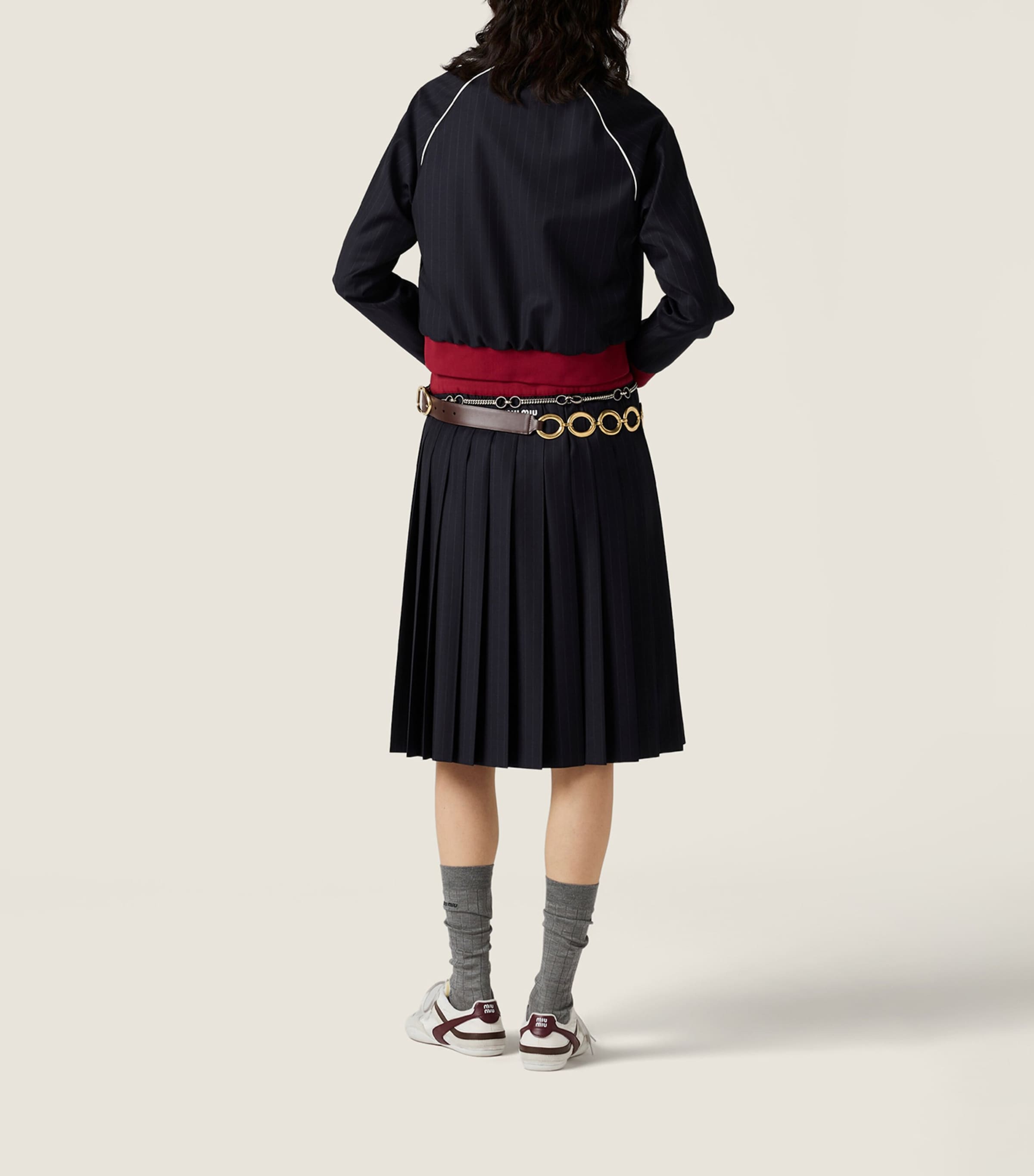 Wool Pleated Midi Skirt F0008 Image 5