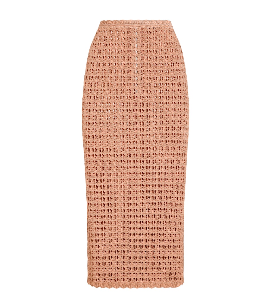 Open-Knit Midi Skirt F0938-ROSE Image 1