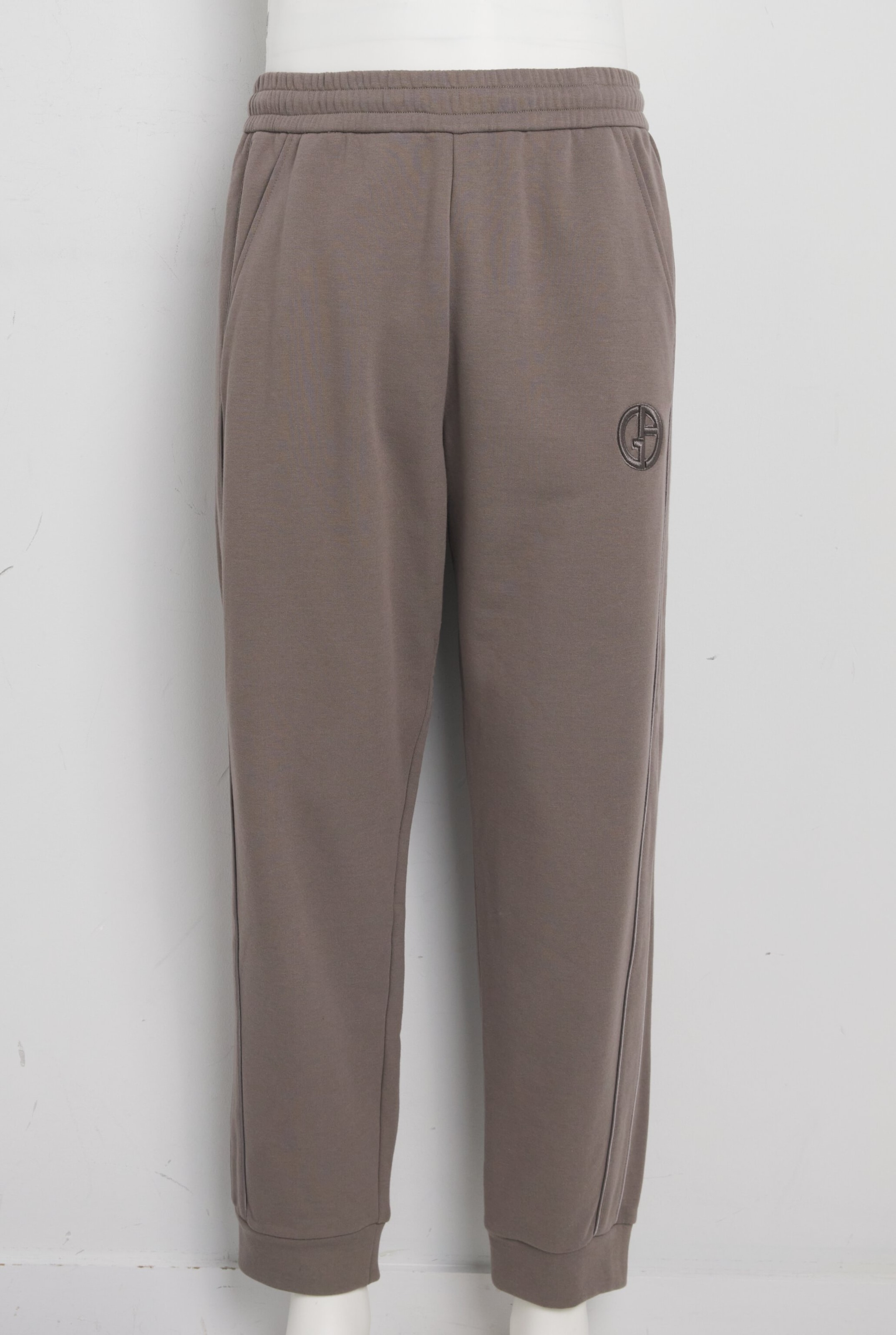 Giorgio Armani Cotton-cashmere Logo Embroidered Sweatpants In White