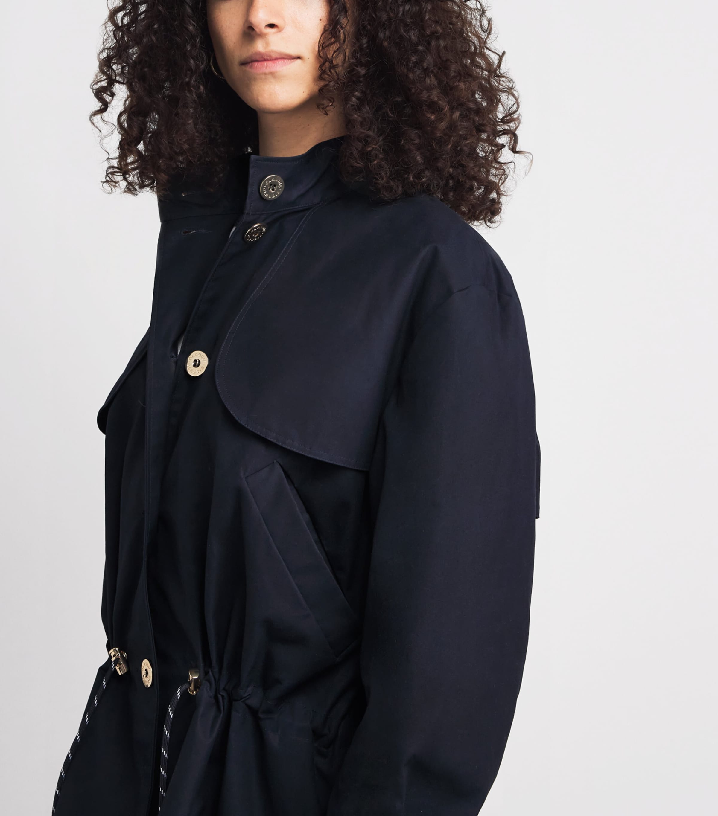 Claudie Pierlot Womens Cotton Waxed Gabardine Jacket Navy Image 3