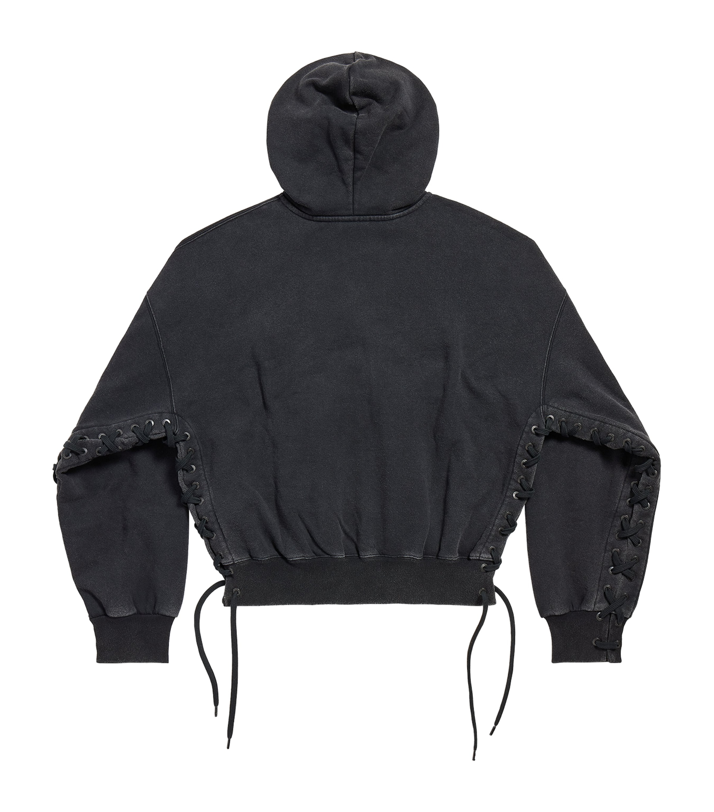 Cotton Lace-Up Zip Hoodie 1041 Image 6