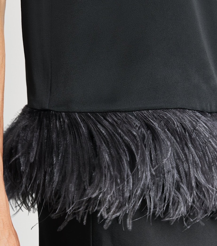 Fabiana Filippi Womens Satin Ostrich Feather-Trim Blouse Ardesia Image 3