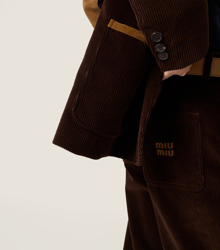 Miu Miu Womens Corduroy Straight Trousers Brown Image 4