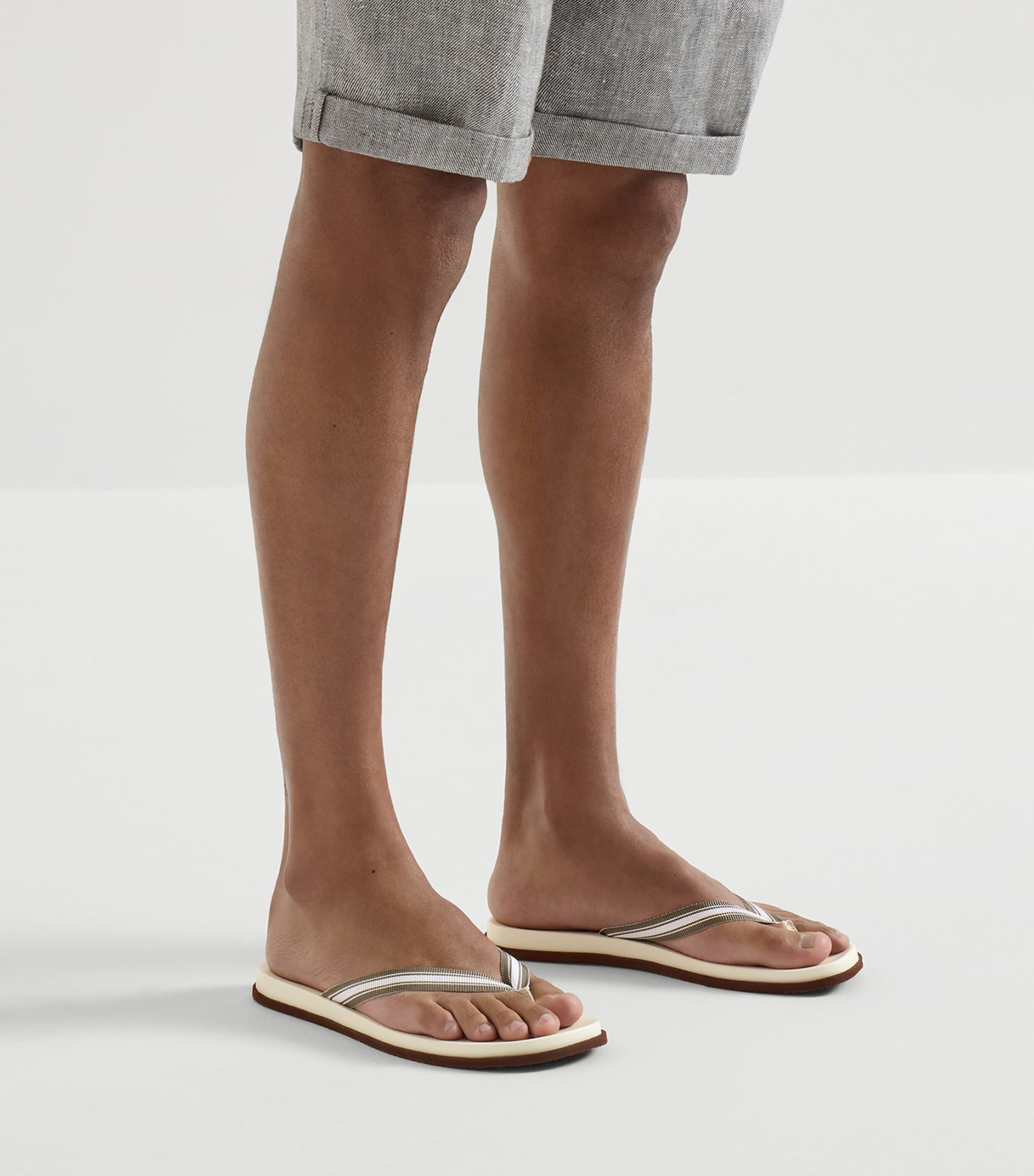 Brunello Cucinelli Leather Logo Flip Flops Image 2