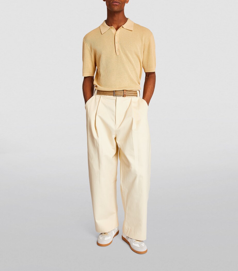 7 For All Mankind Leather Woven Belt Taupe Woven Image 4