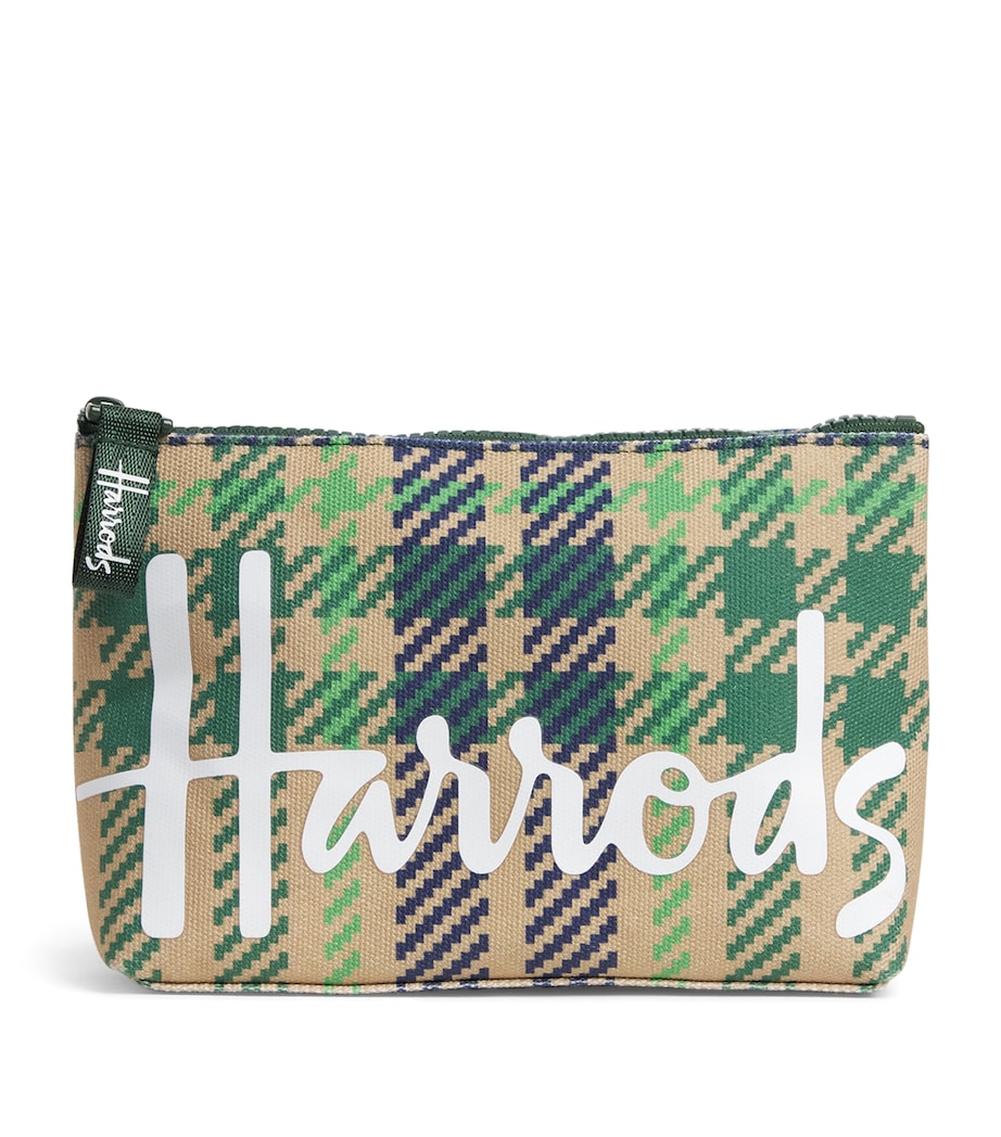 Harrods Small Cotton Tartan Logo Cosmetic Bag Image 1