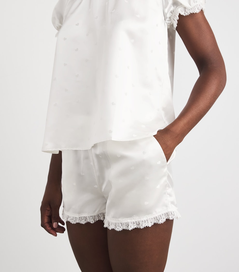 MANITO Womens Silk Sweetie Short Pyjama Set White Image 3