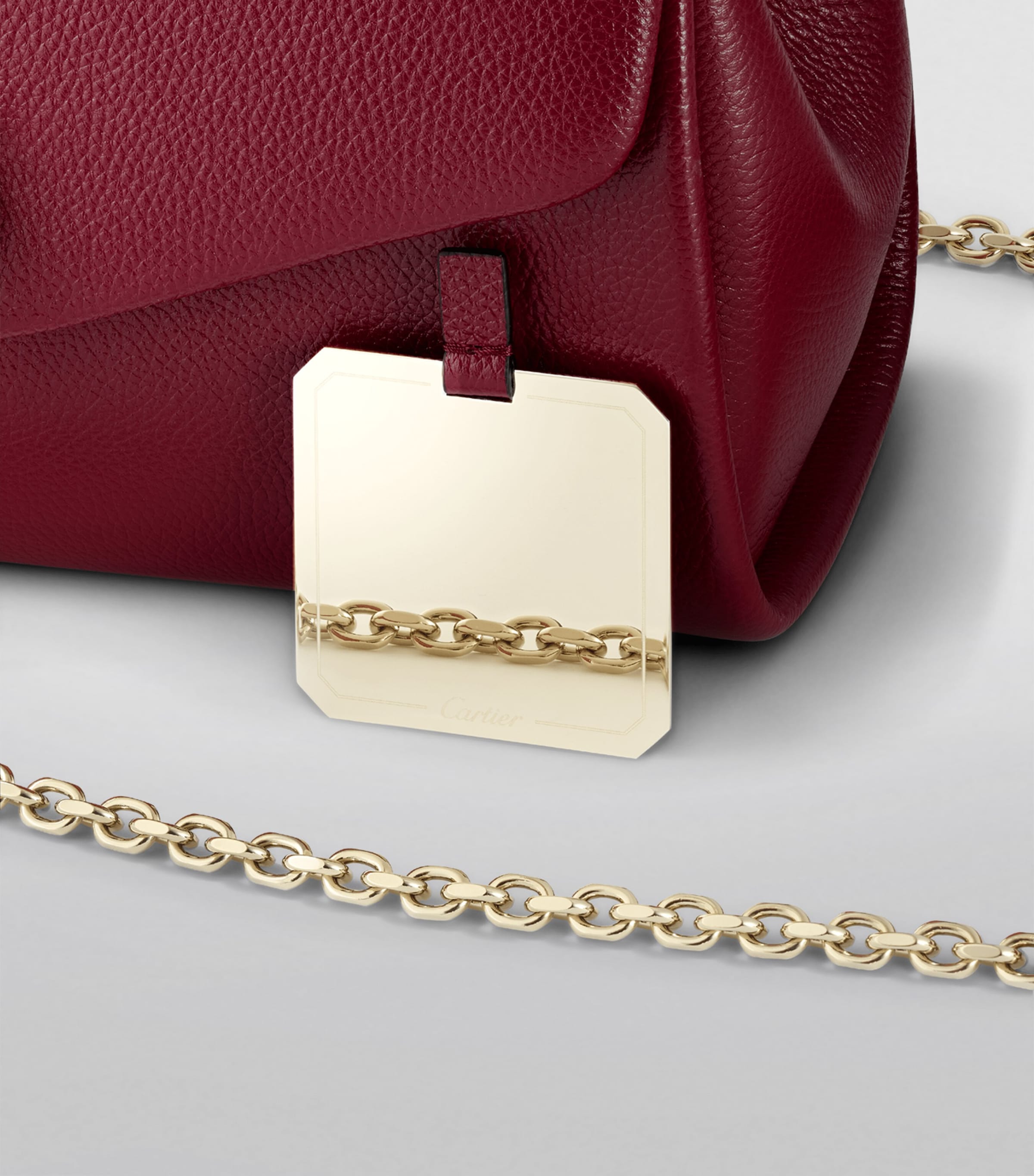 Small Leather Panthère de Cartier Shoulder Bag BURGUNDY Image 6