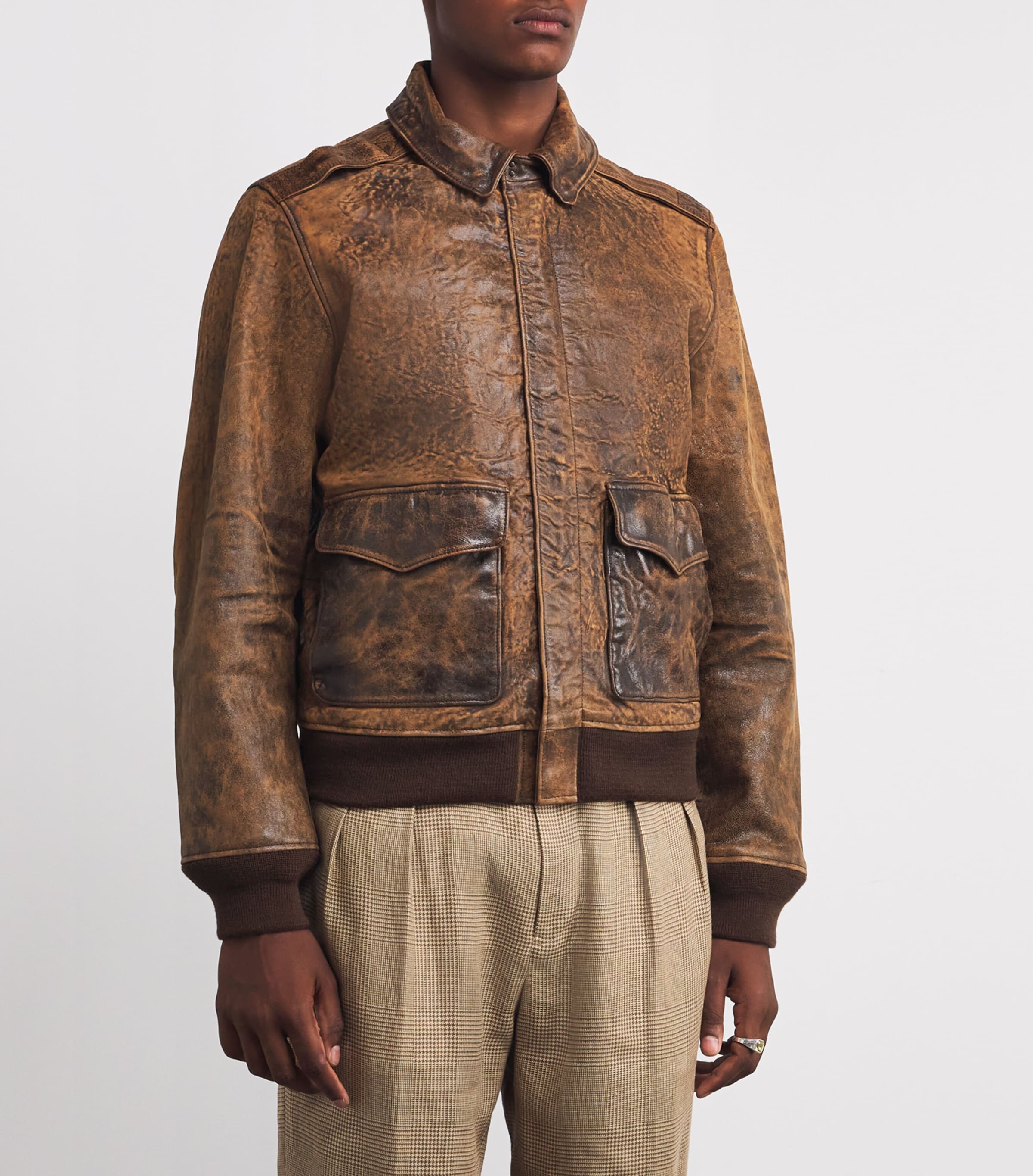 Polo Ralph Lauren Brown Sheep Leather Flight Jacket | Harrods US