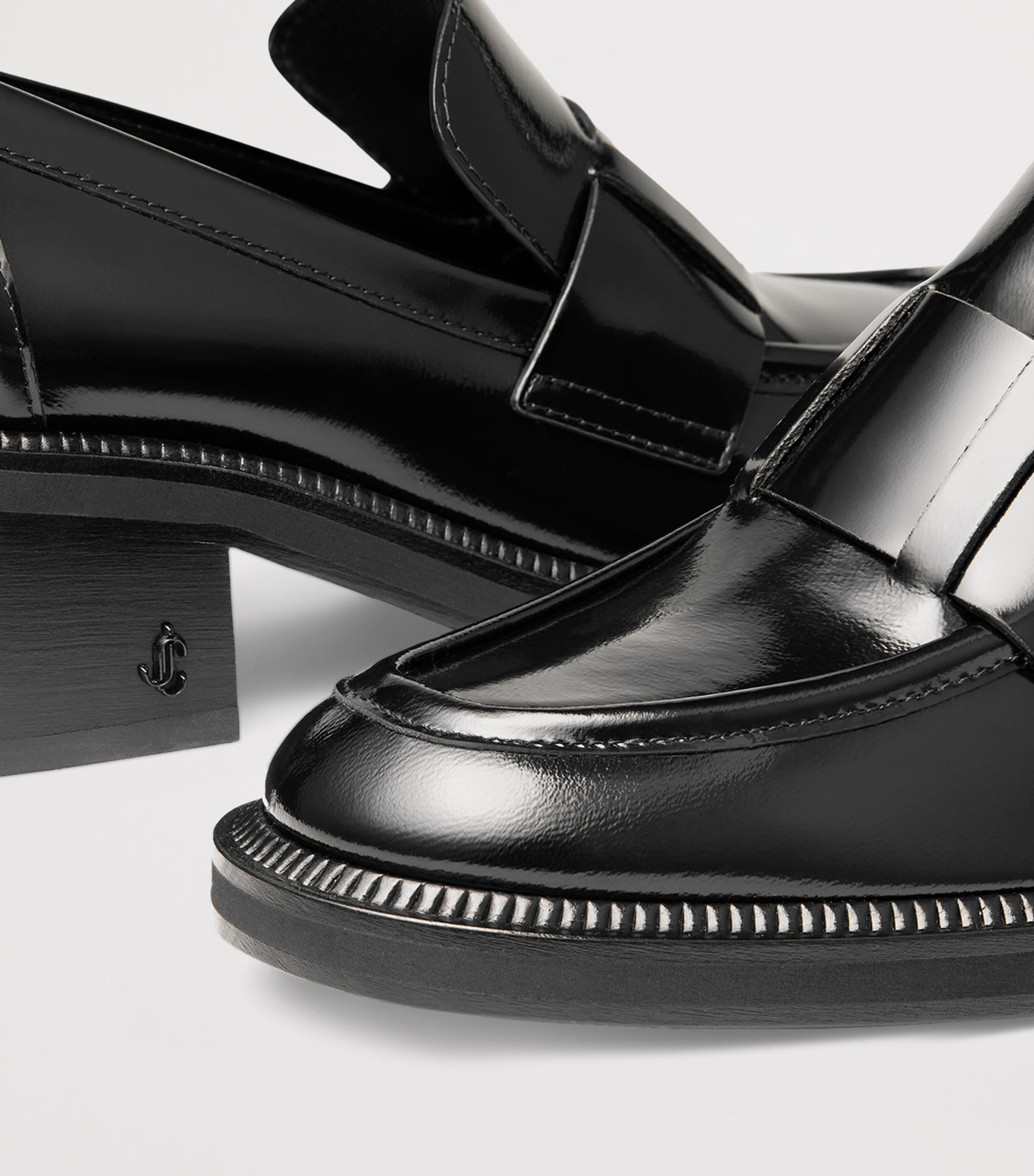 Tylor 60 Leather Heeled Loafers BLACK Image 3