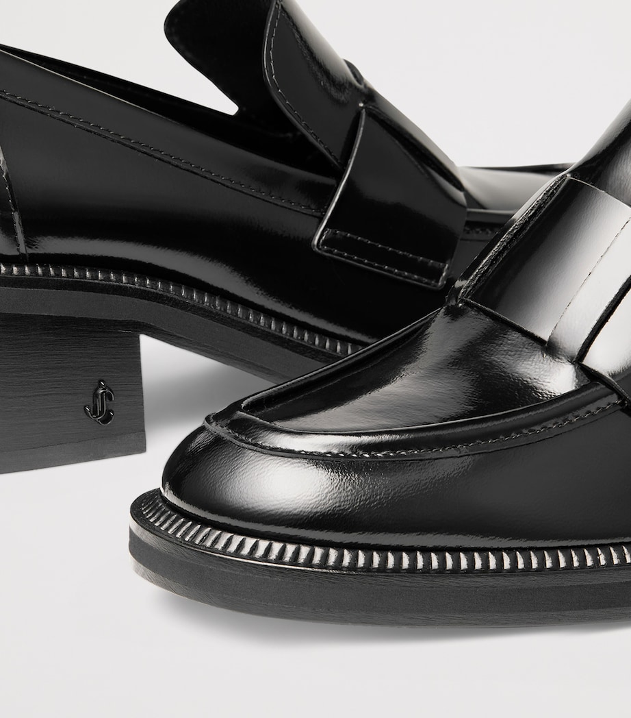 Tylor 60 Leather Heeled Loafers BLACK Image 3