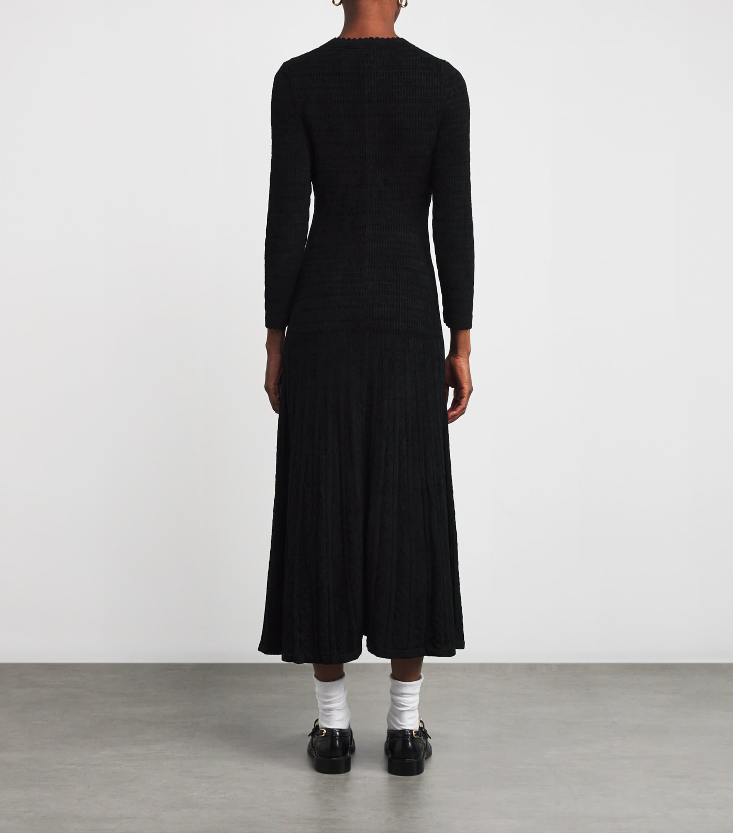 Knitted Long-Sleeve Maxi Dress BLACK Image 3