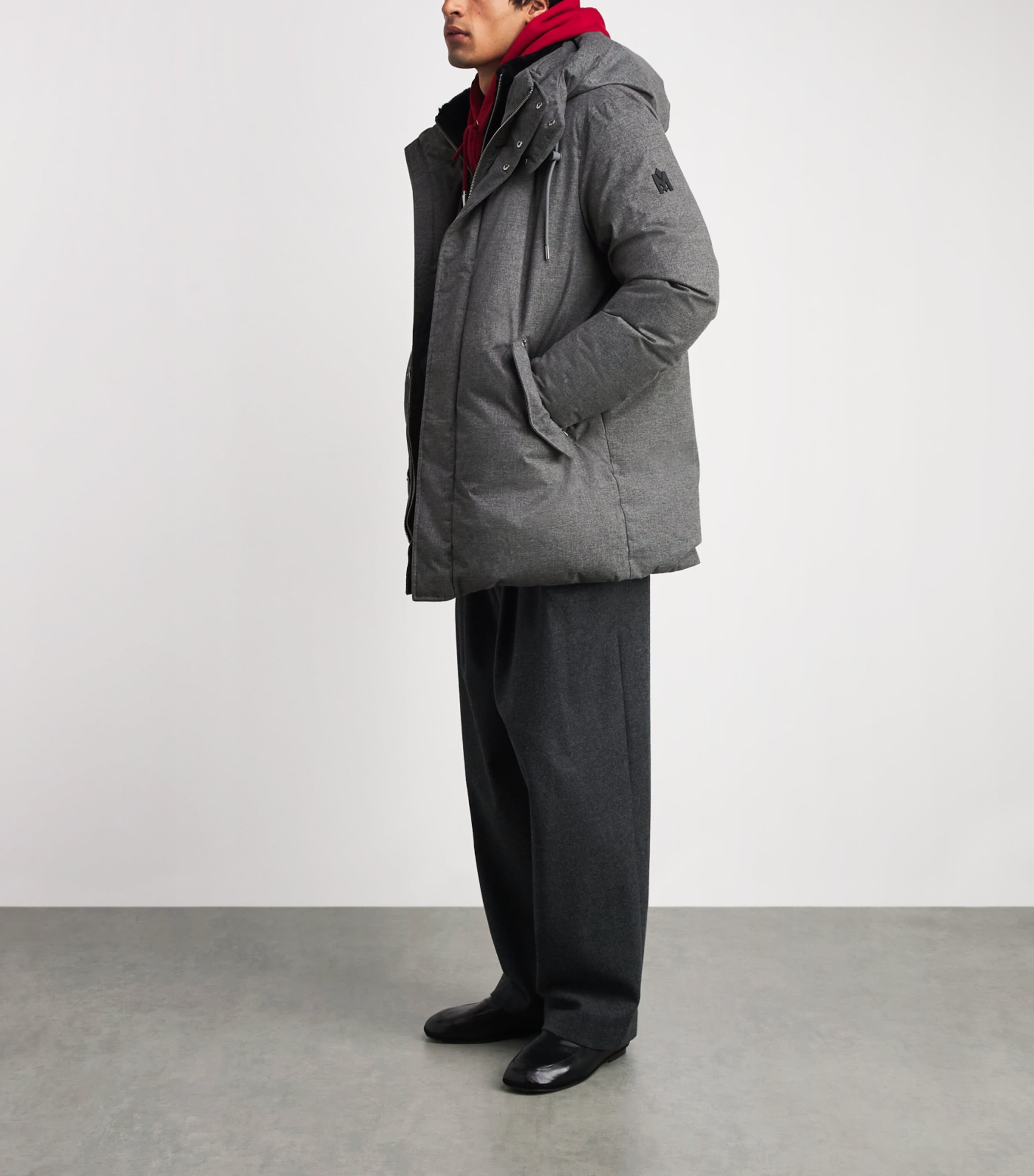Mackage Mens Down Shearling Hooded Parka Coat Grey Mix Image 2