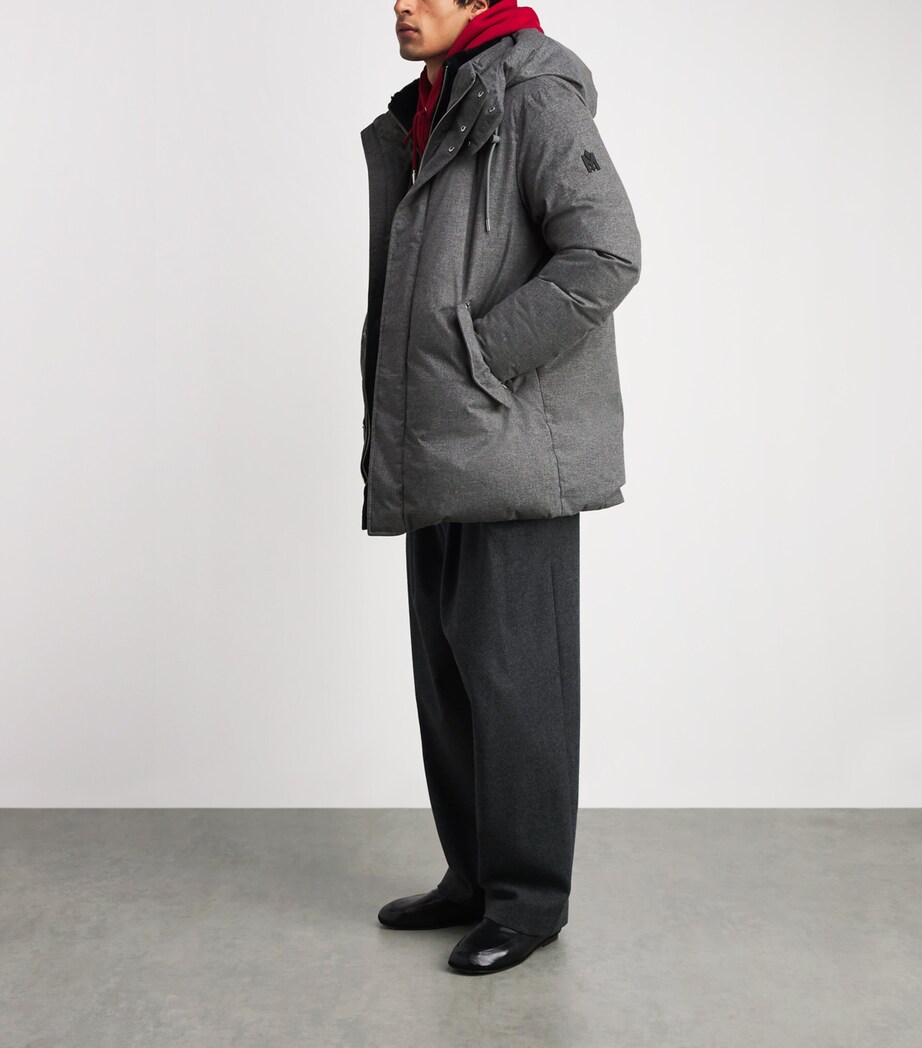 Mackage Mens Down Shearling Hooded Parka Coat Grey Mix Image 2
