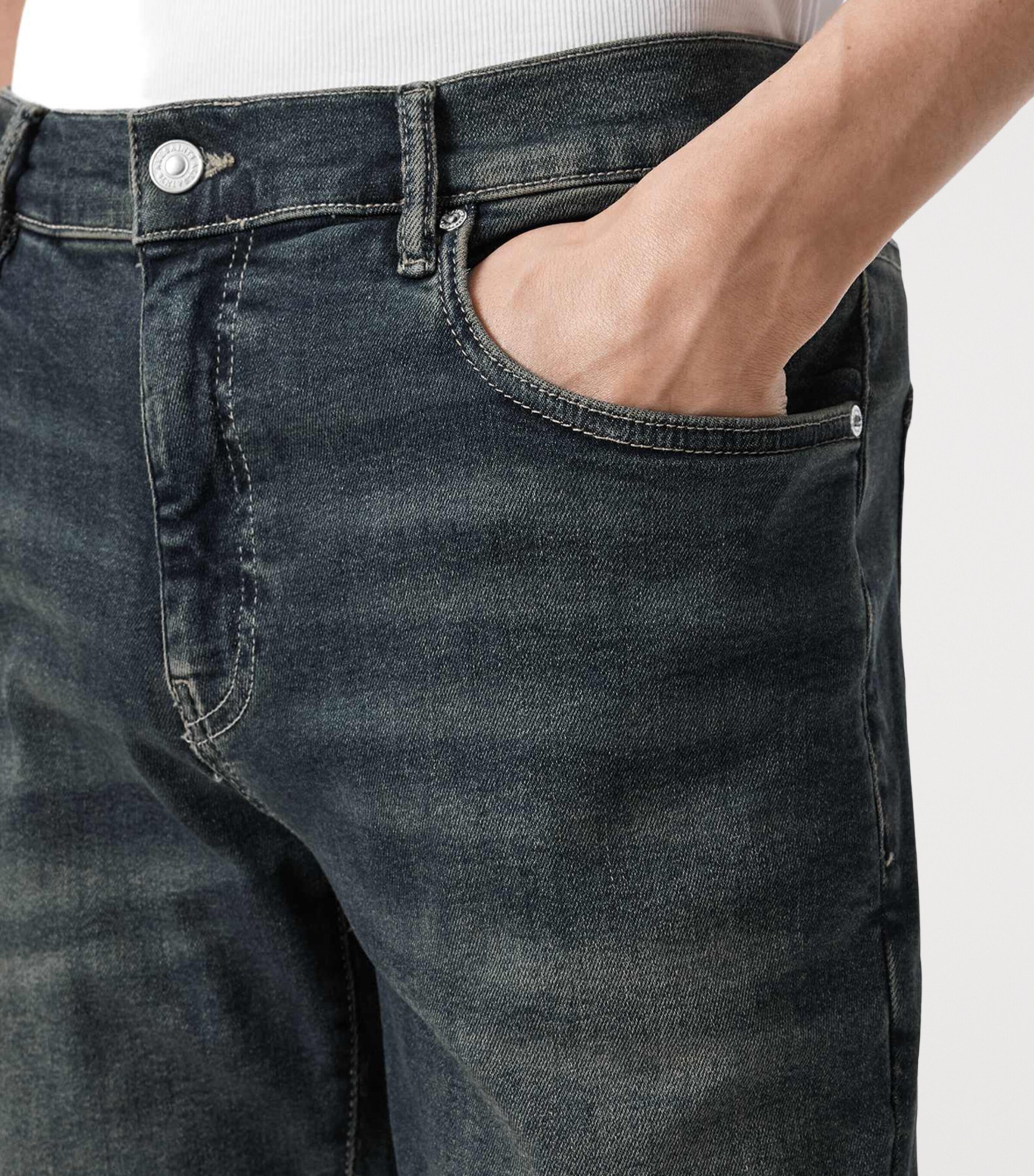 AllSaints Mens Sid Ultra Comfort Jeans Tinted Indigo Image 7