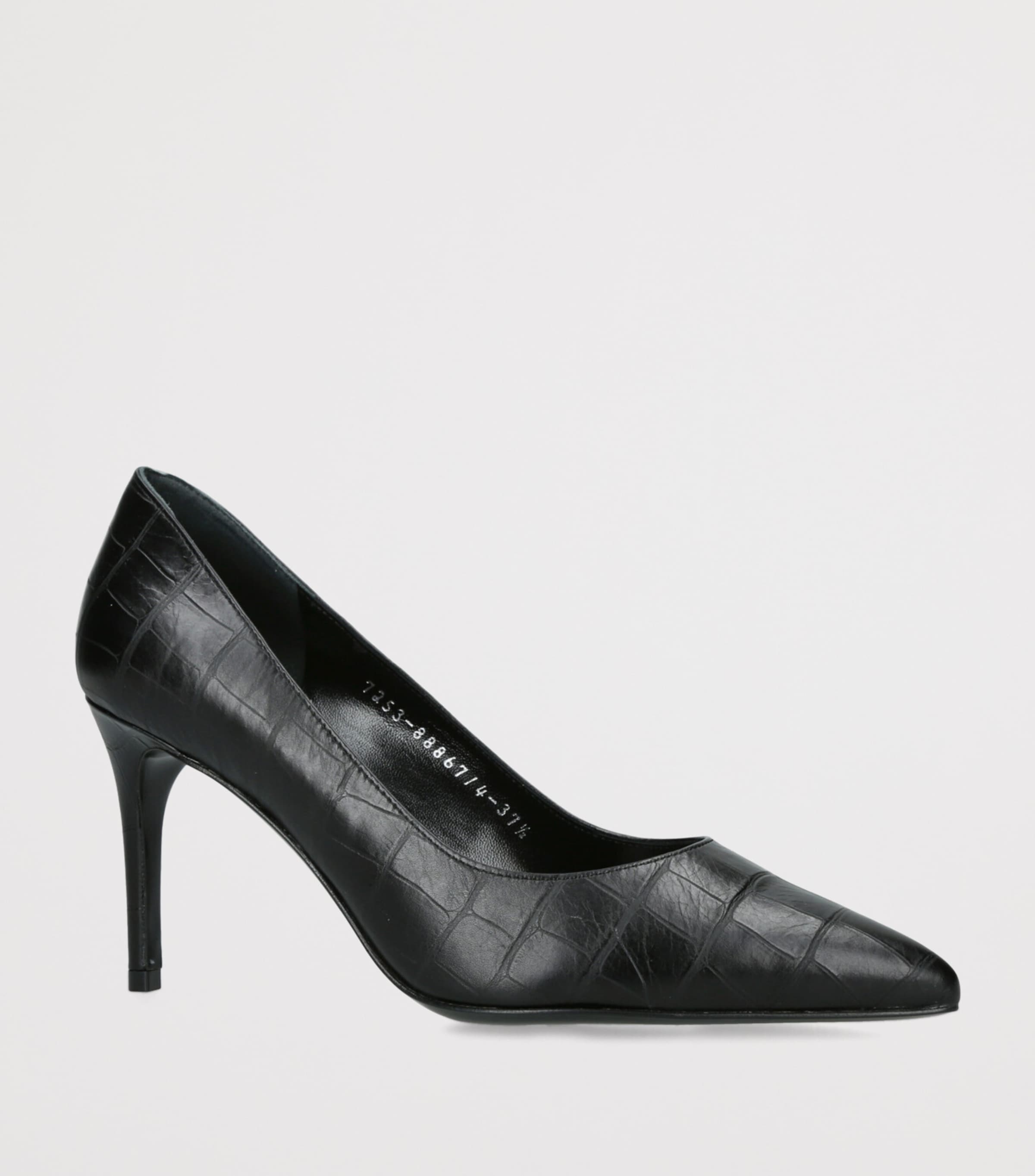 Croc-Embossed Leather Remi Pumps 85 BLACK Image 3