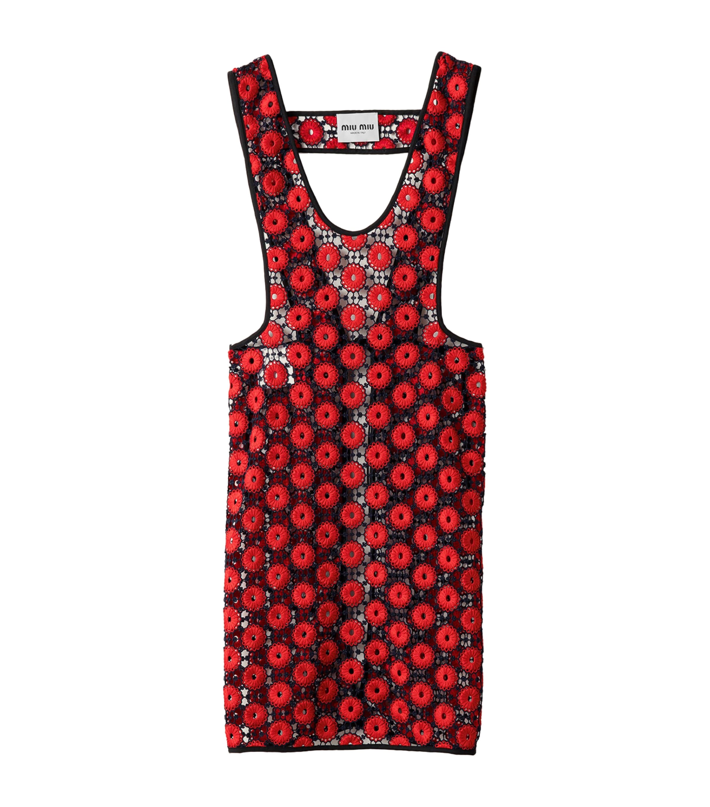 Miu Miu Womens Macramé Apron Midi Dress Image 1
