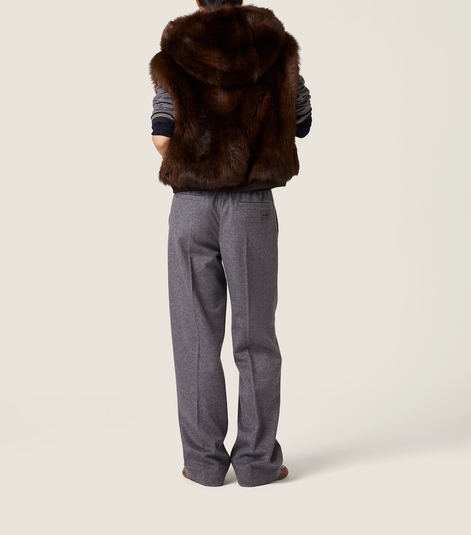 Miu Miu Womens Shearling Hooded Gilet Brown Image 3