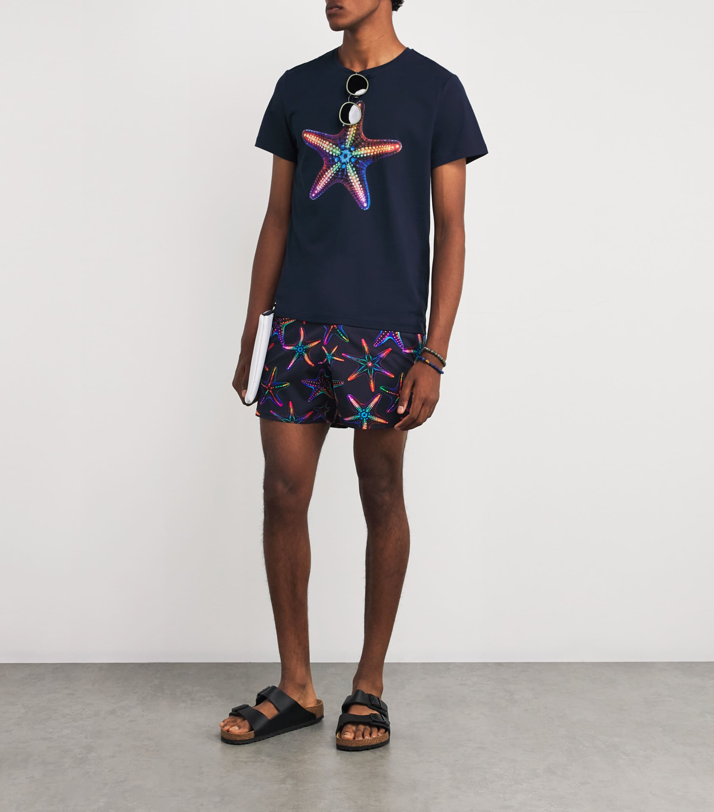 Disco Starfish Print Moorise Swim Shorts 390-NAVY Image 2