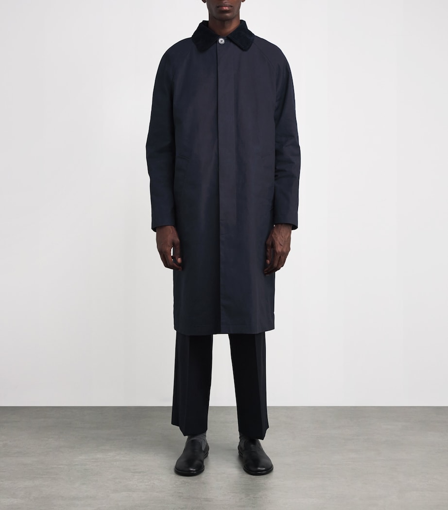 Cotton Tartan Lining Overcoat IAK DARK NAVY Image 3