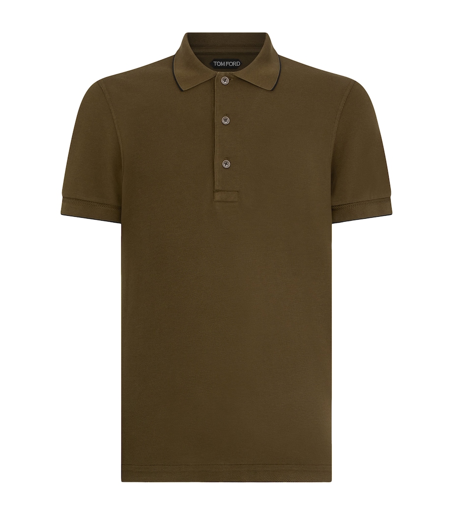 TOM FORD Mens Contrast-Trim Polo Shirt Gnz Image 1