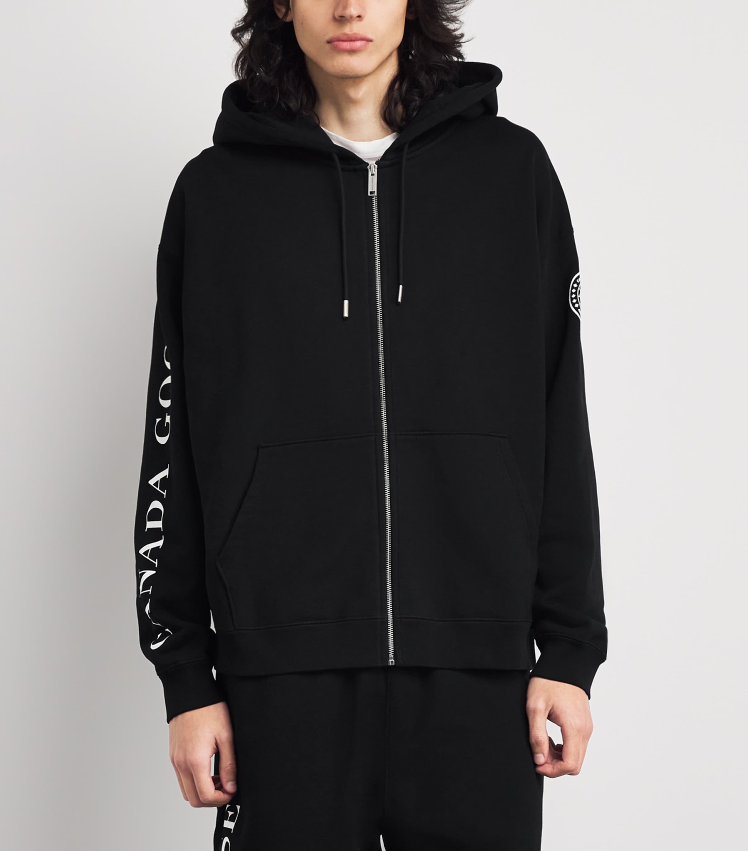 Canada Goose Mens Organic Cotton Graphic Rove Zip-Up Hoodie Black Image 3