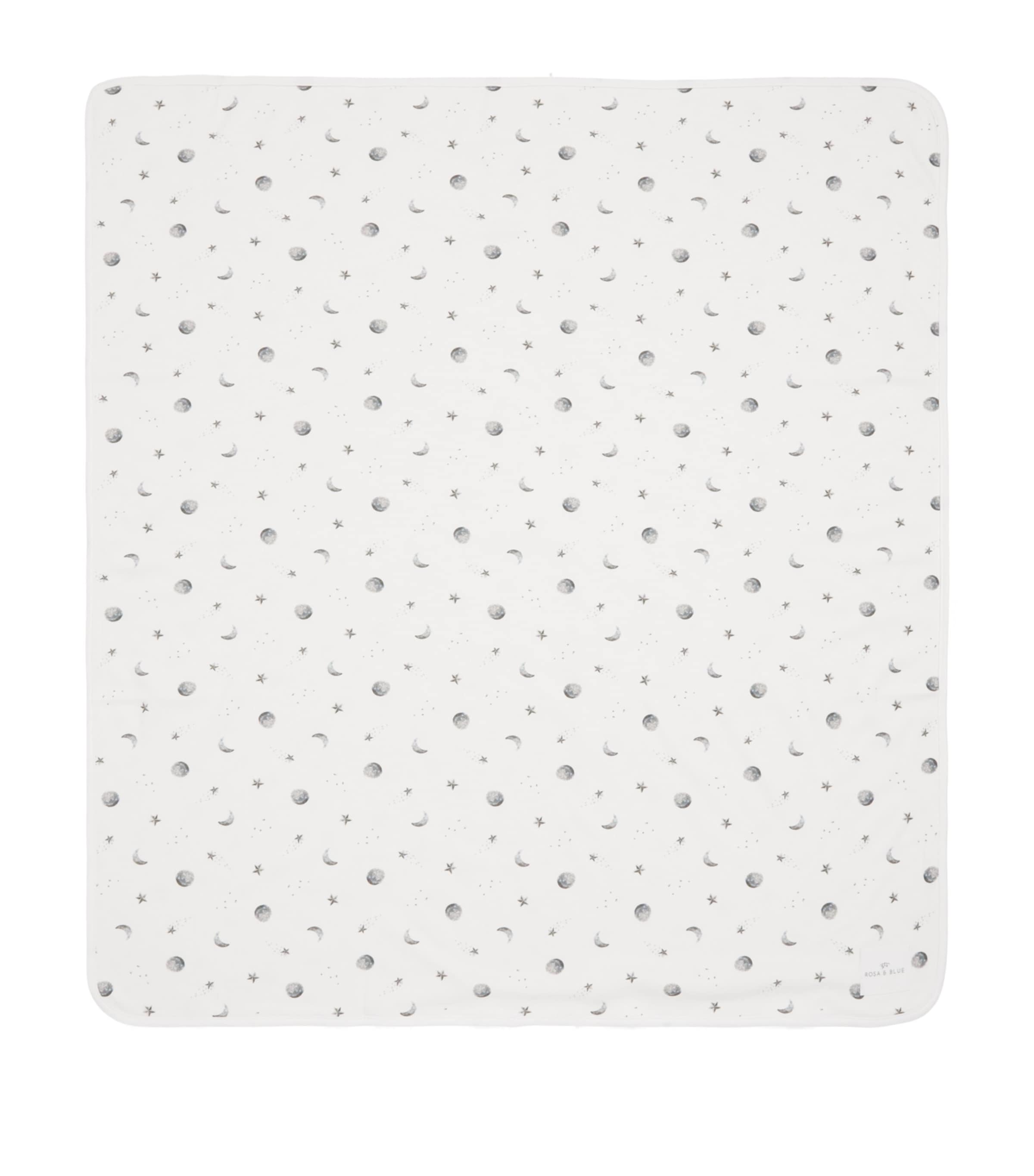 Rosa & Blue Starlit Moon Blanket White Image 1
