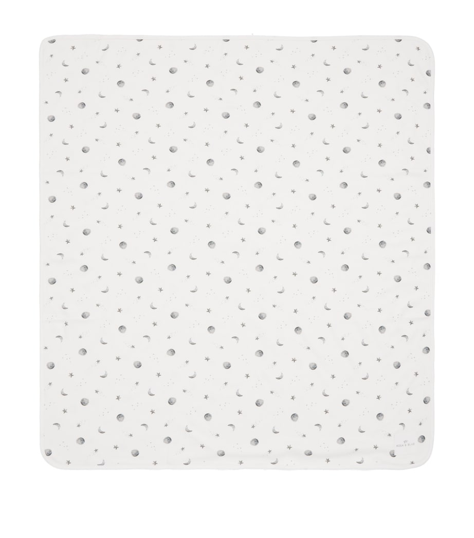 Rosa & Blue Starlit Moon Blanket White Image 1