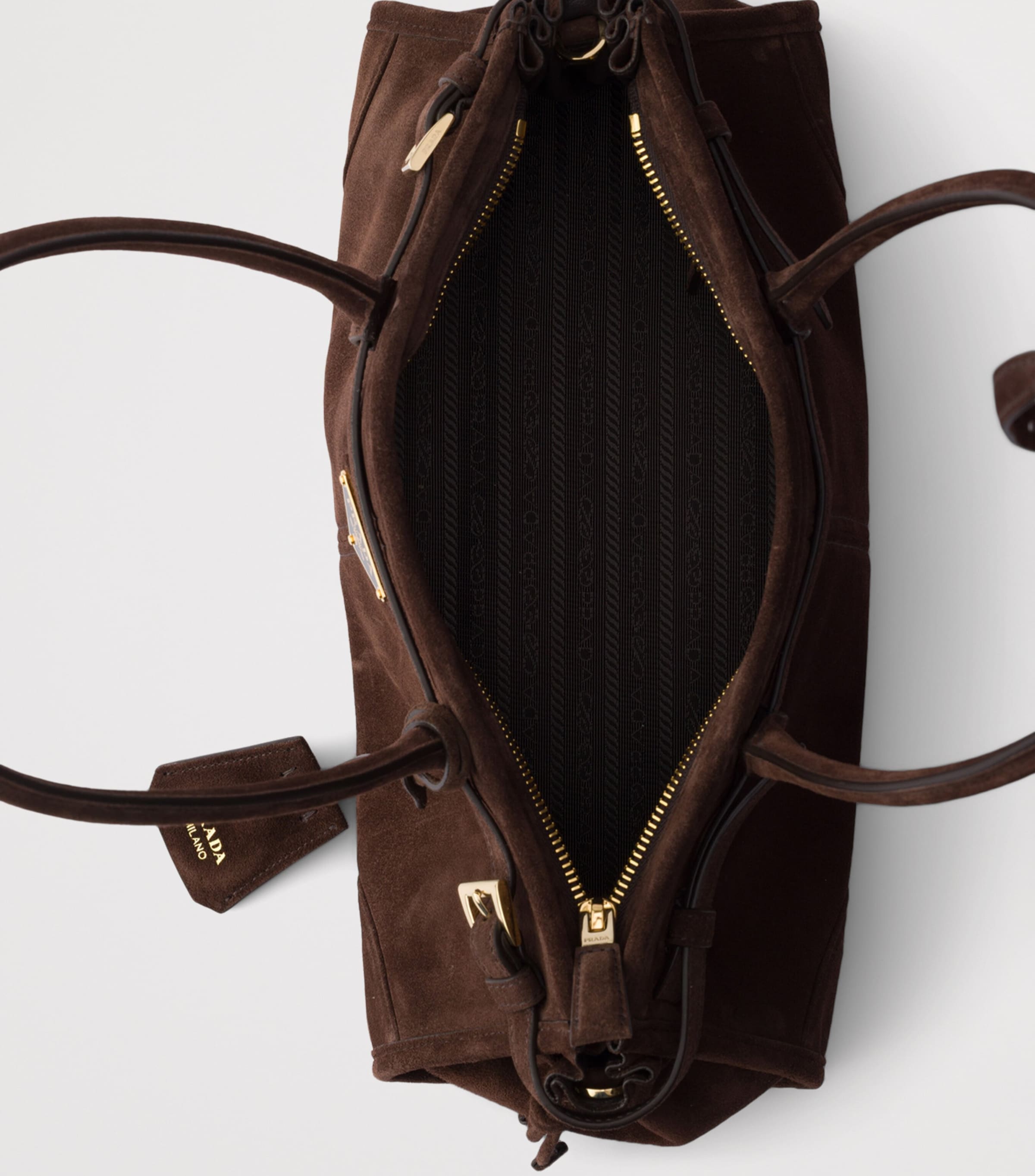 Prada Medium Suede Bonnie Shoulder Bag Brown Image 4